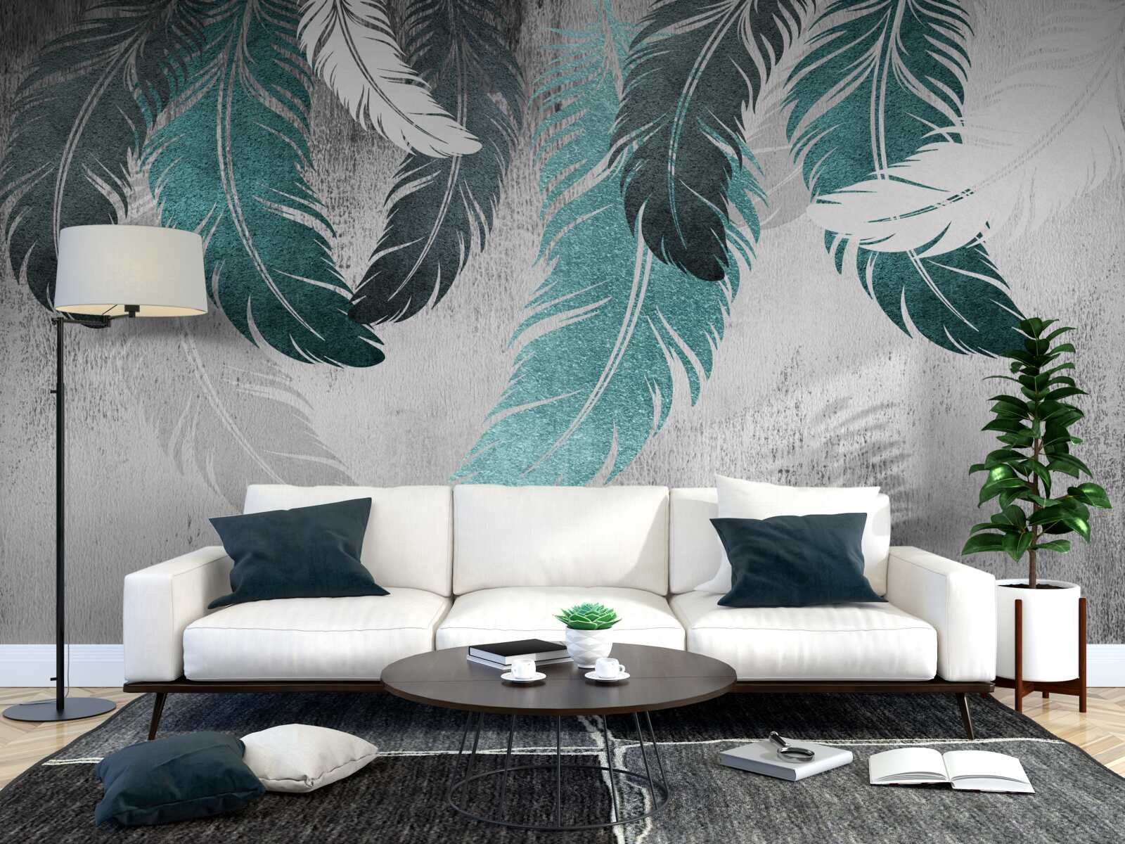 Papier peint les grandes feuilles pennées tombent