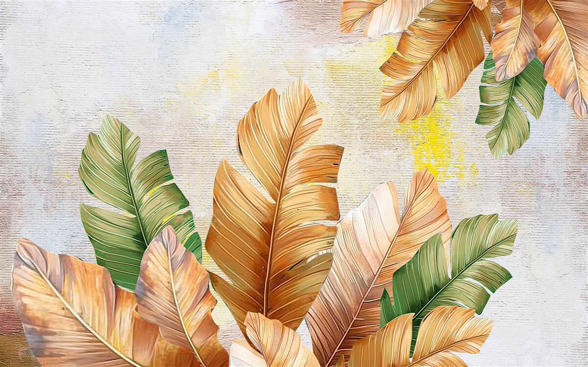 Papier peint en automne, les feuilles ressemblent à des plumes