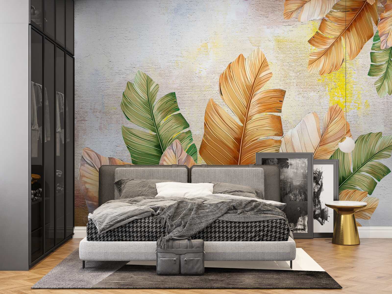 Papier peint en automne, les feuilles ressemblent à des plumes