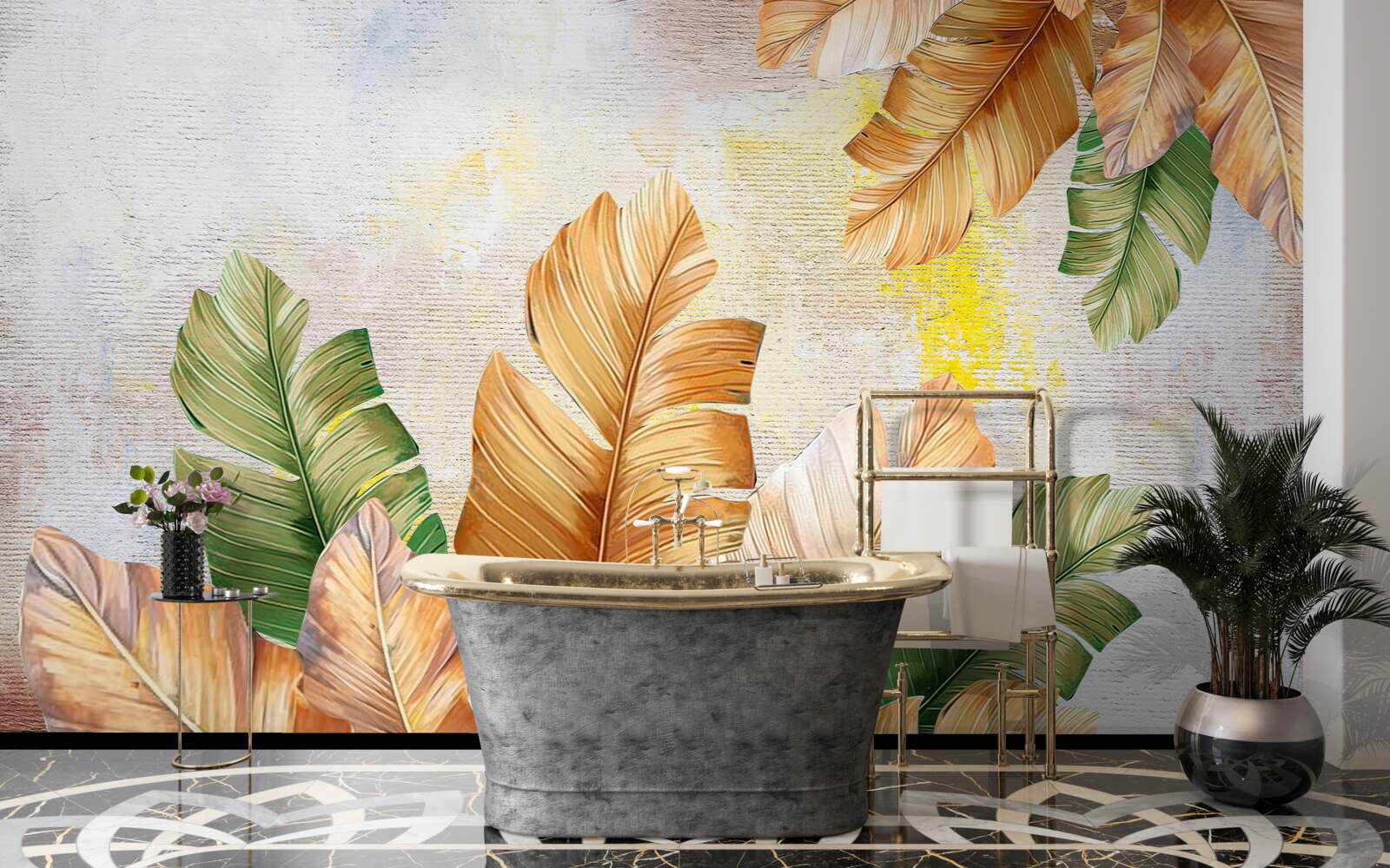 Papier peint en automne, les feuilles ressemblent à des plumes