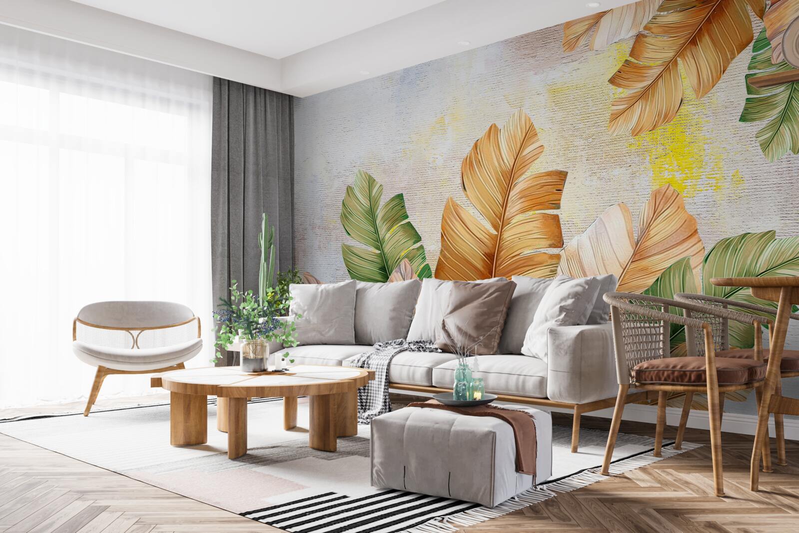 Papier peint en automne, les feuilles ressemblent à des plumes