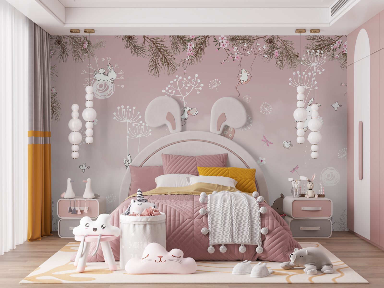 Papier peint deux ours dans l'herbe