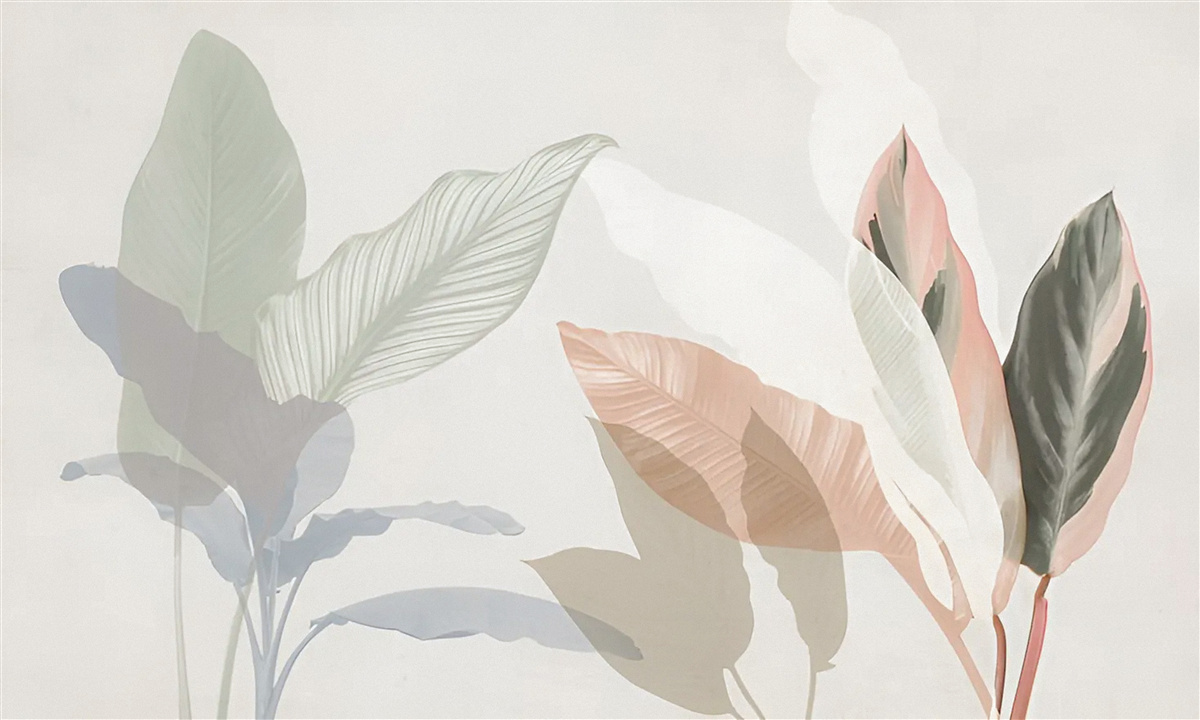 Papier peint grandes feuilles de palmier