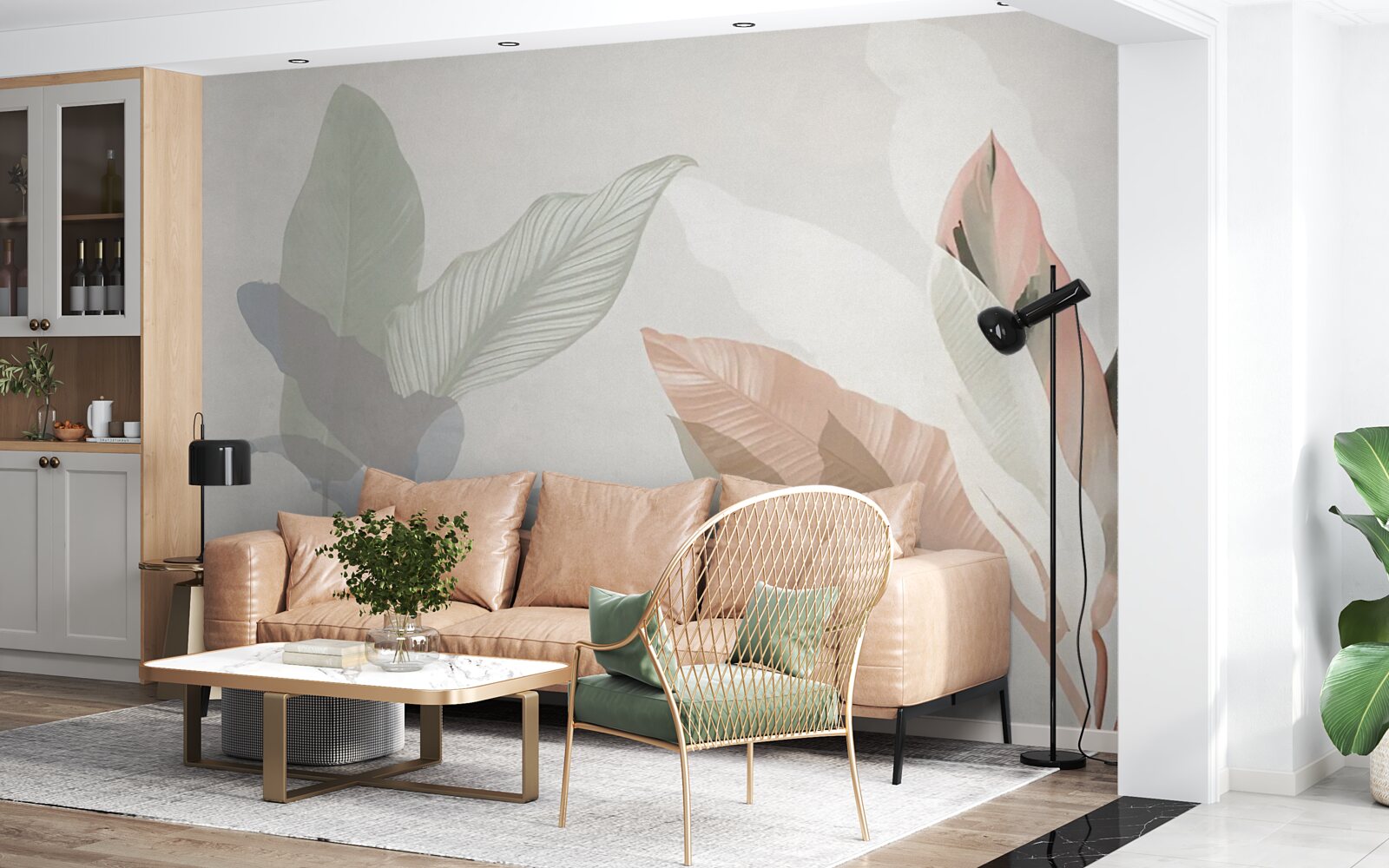 Papier peint grandes feuilles de palmier