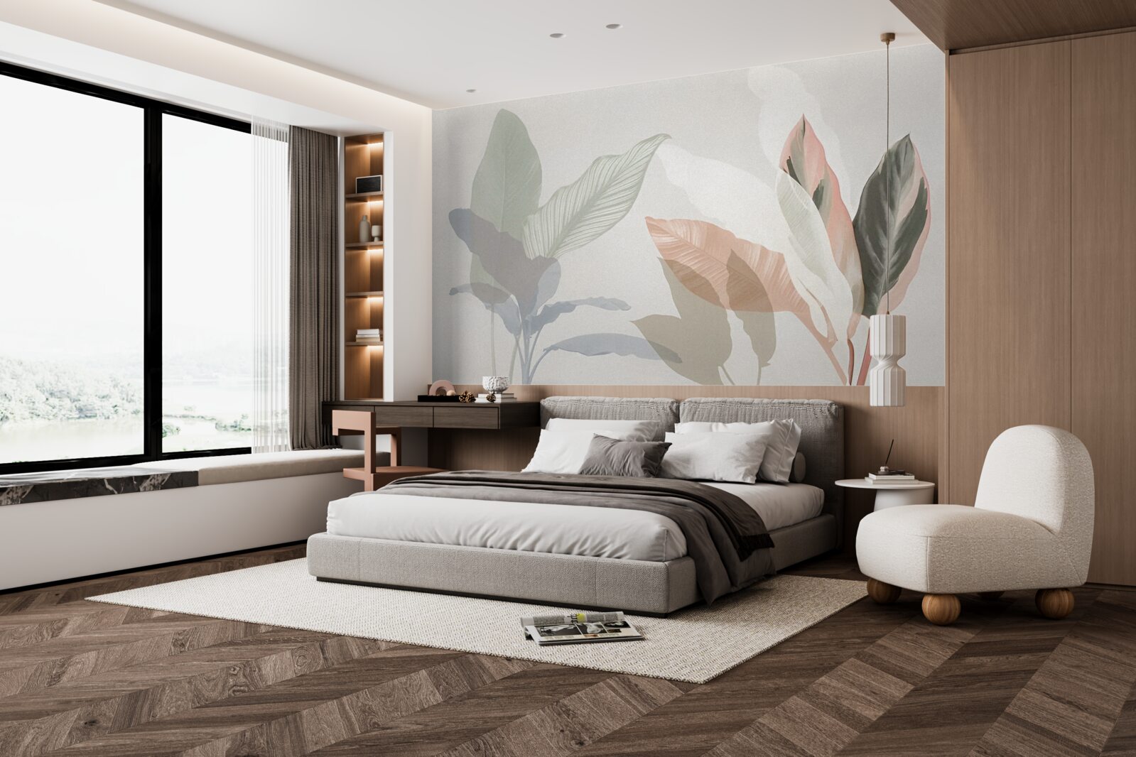 Papier peint grandes feuilles de palmier