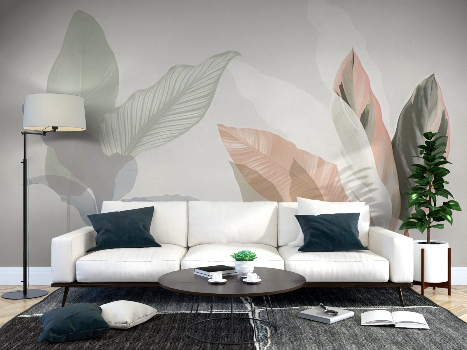 Papier peint grandes feuilles de palmier