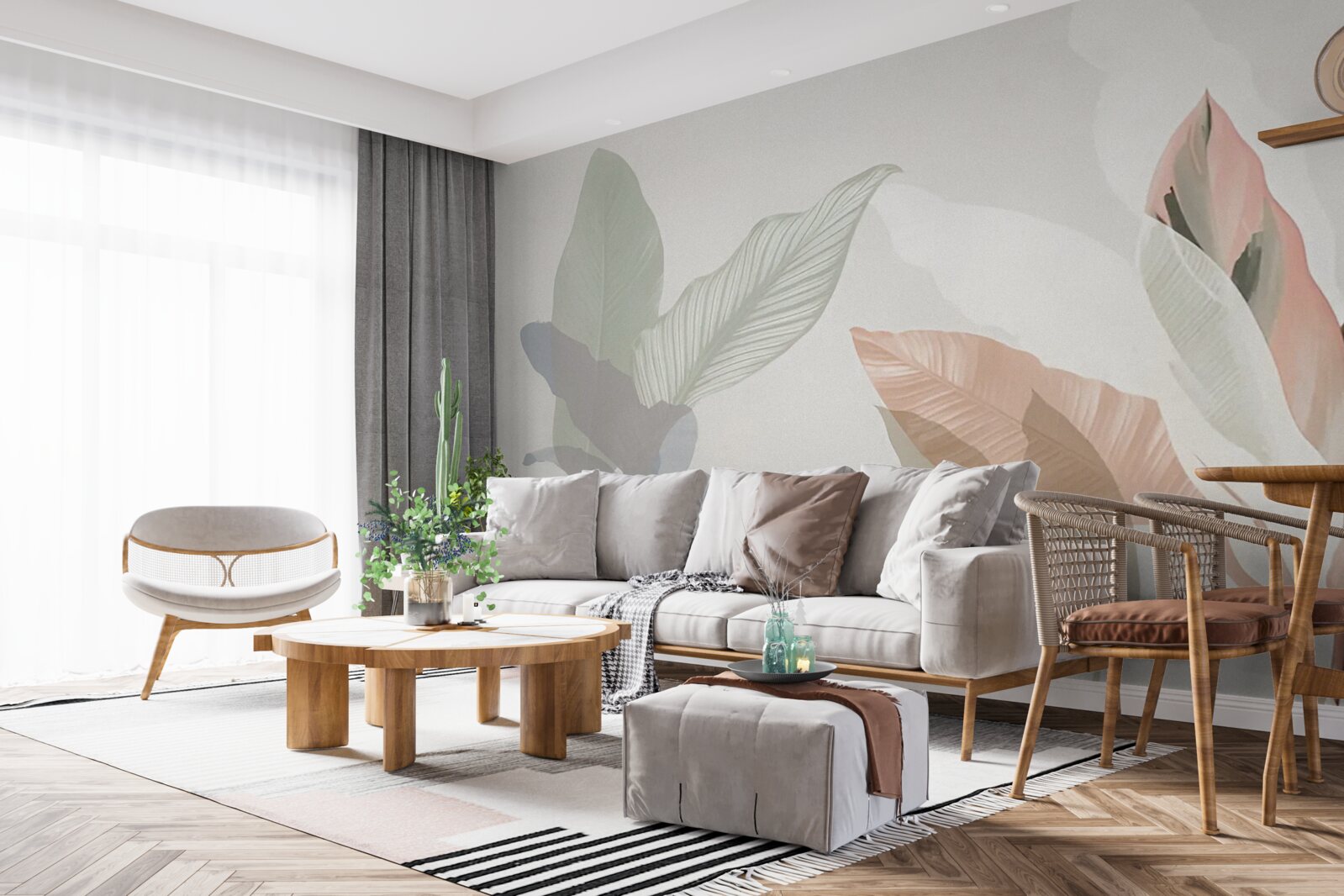 Papier peint grandes feuilles de palmier