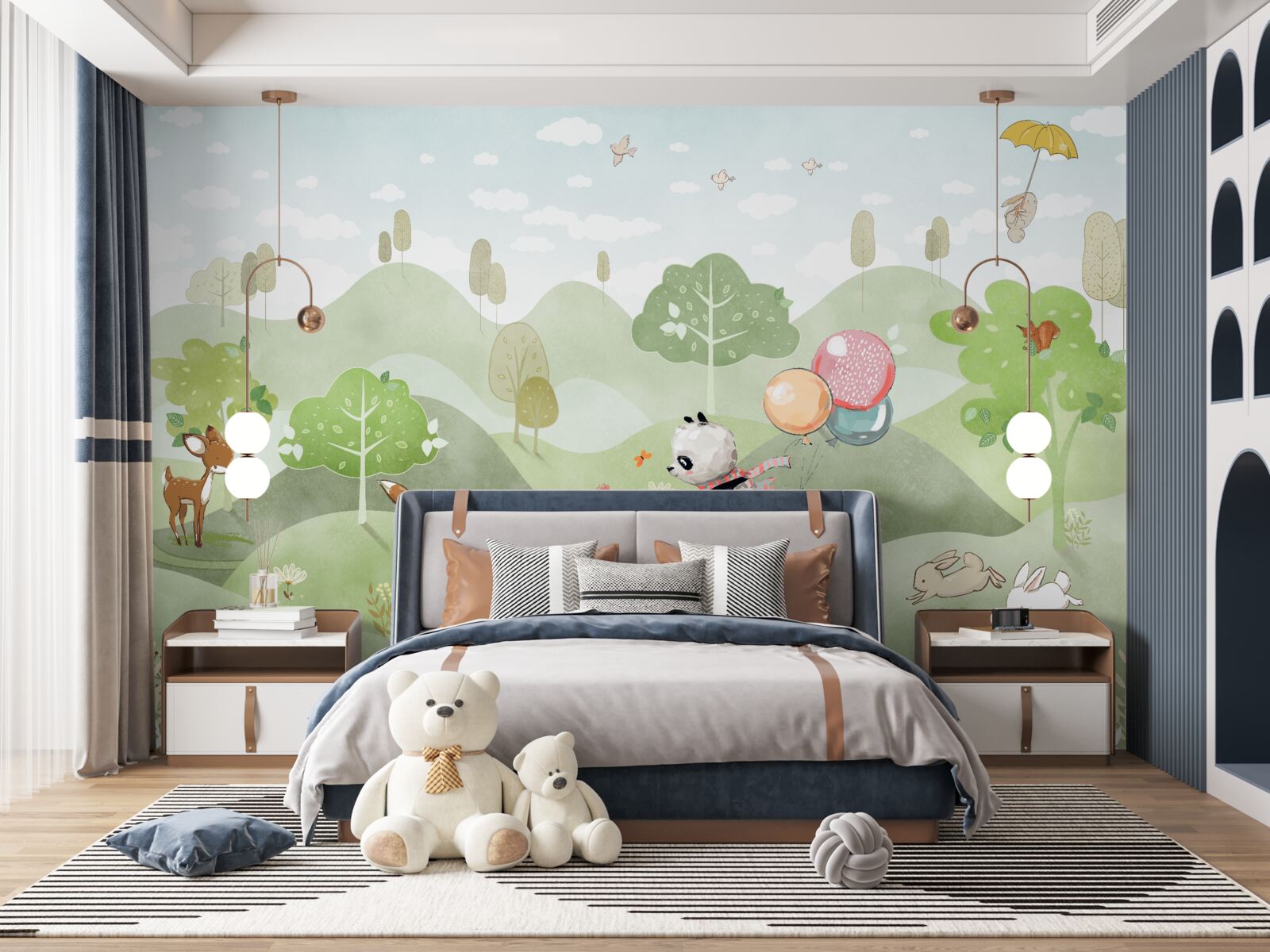 Papier peint la bicyclette sur laquelle roule le panda