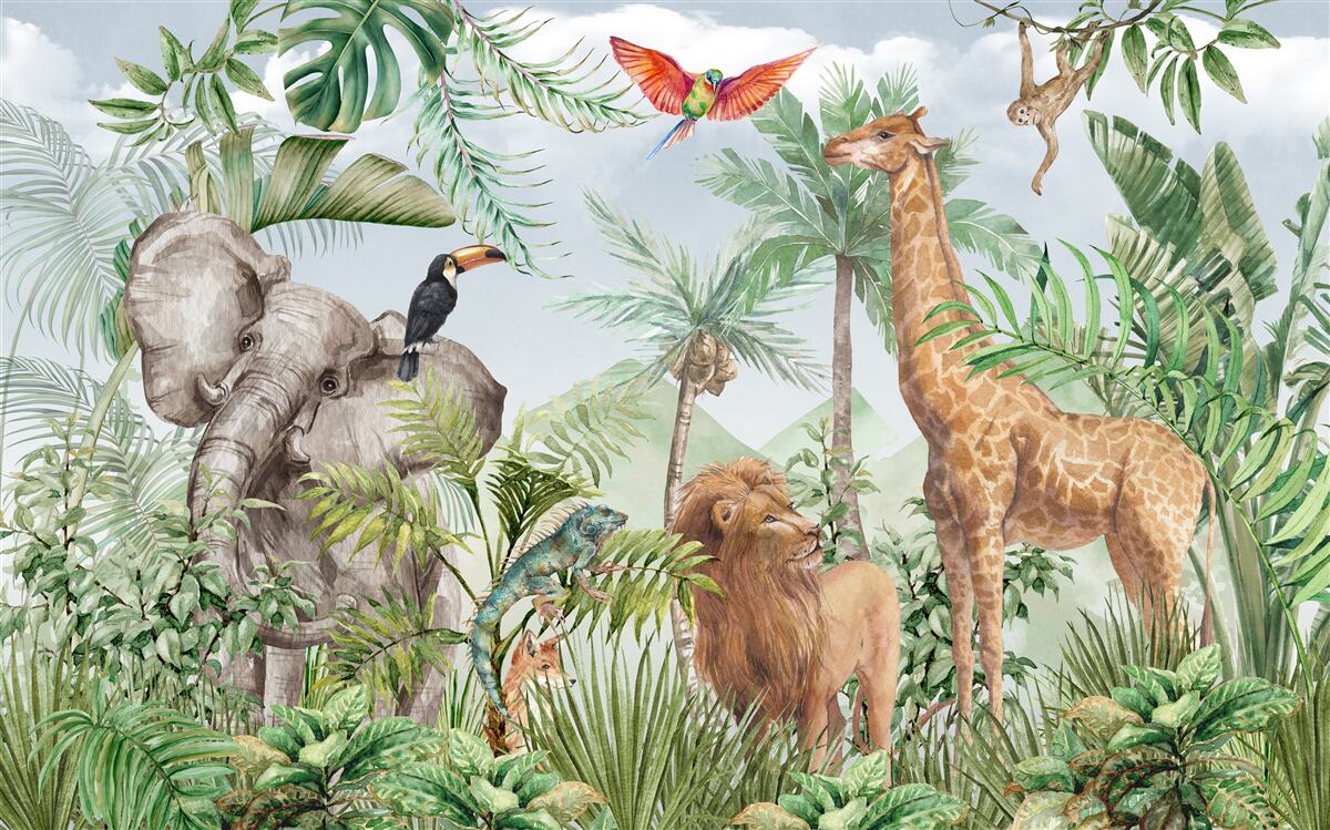 Papier peint animaux exotiques mignons