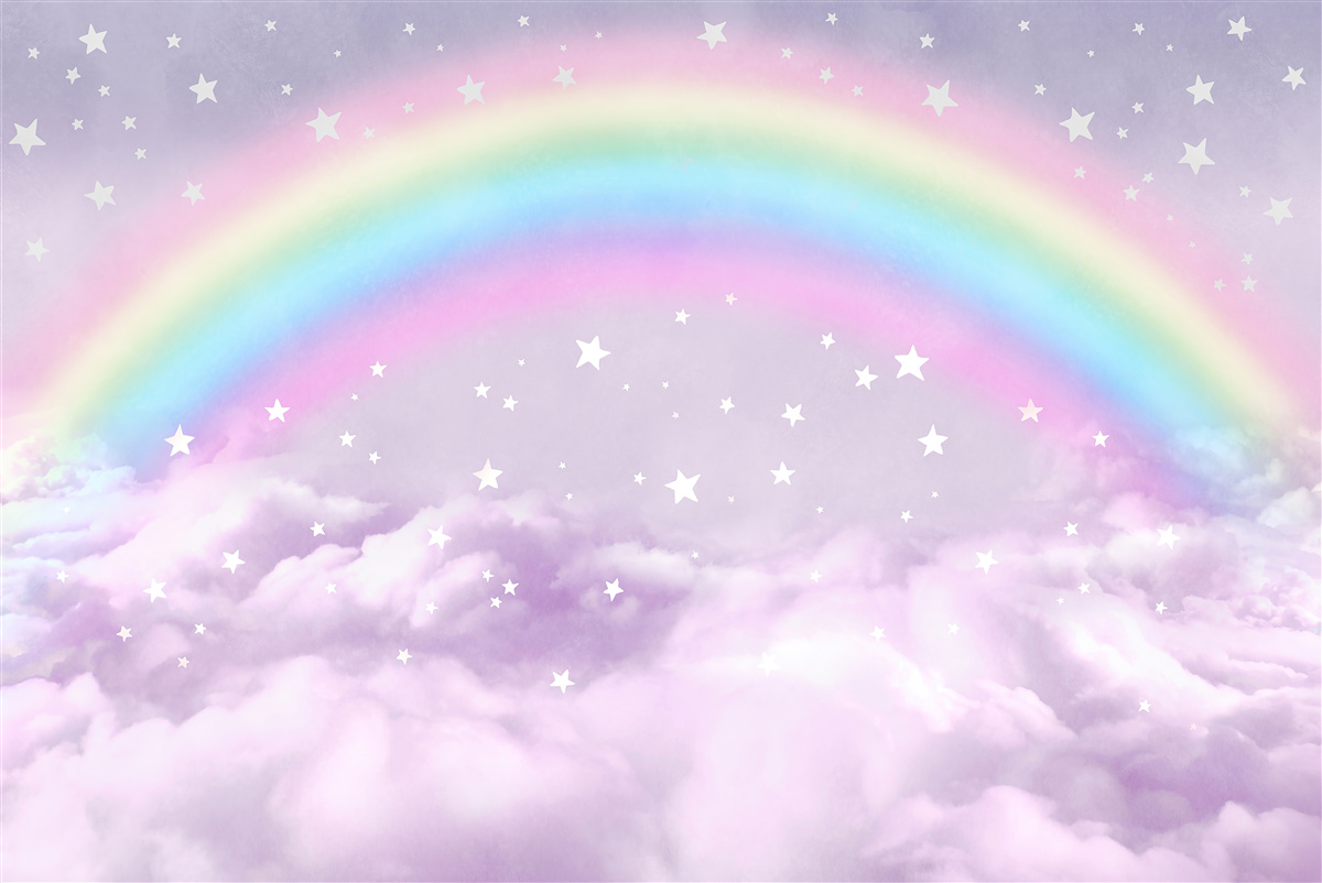 Papier peint nuages sous l'arc-en-ciel