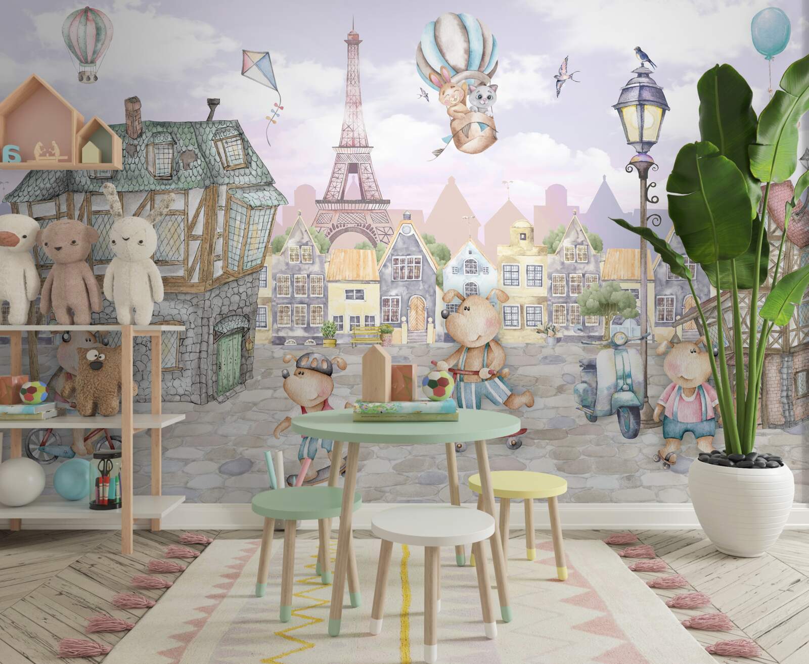 Papier peint ville des animaux