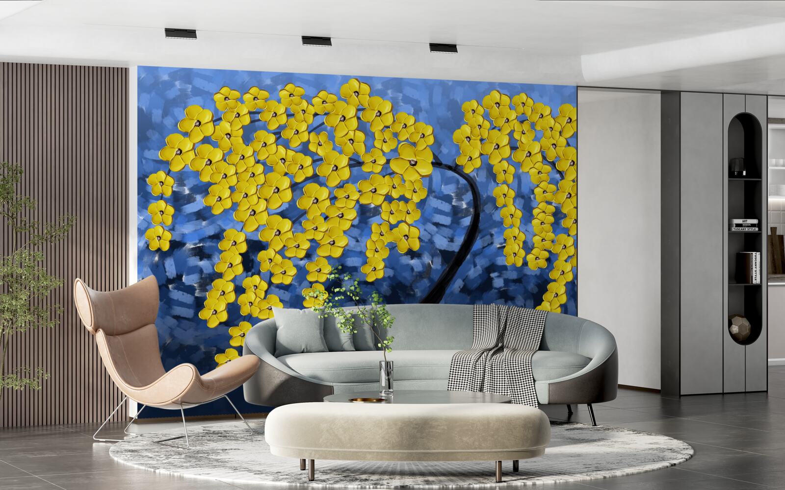 Papier peint arbre sous un orage d'automne