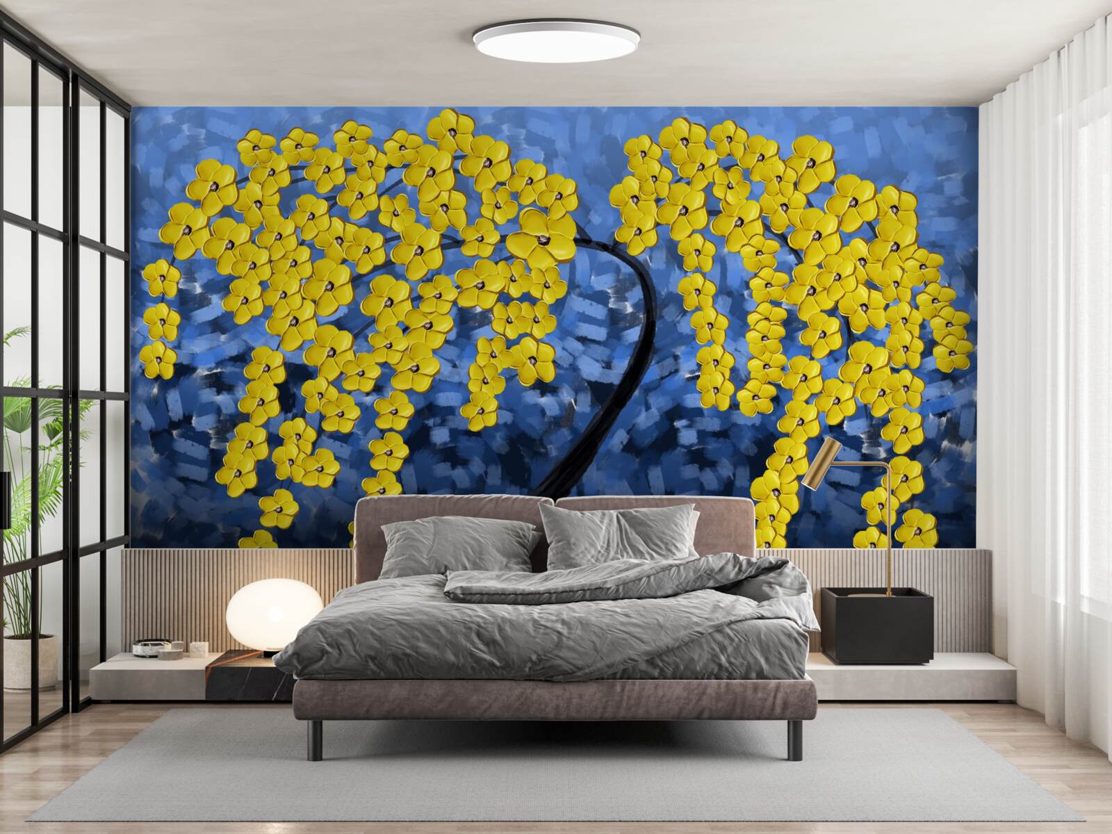 Papier peint arbre sous un orage d'automne