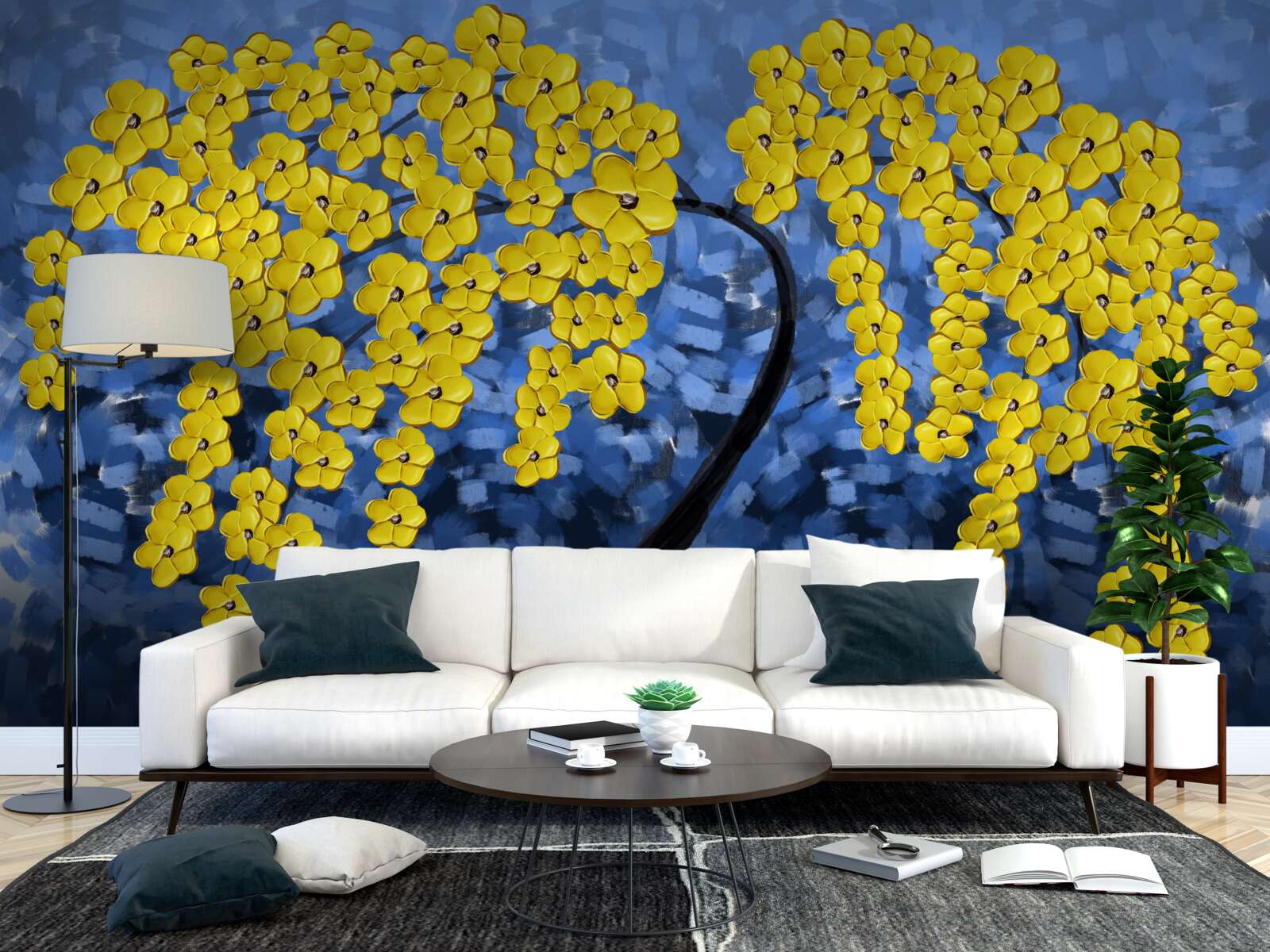 Papier peint arbre sous un orage d'automne