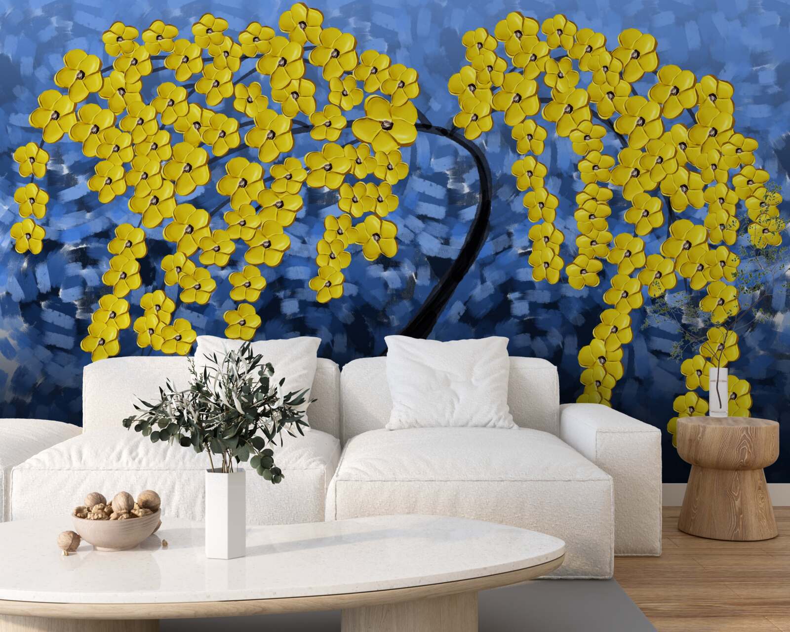 Papier peint arbre sous un orage d'automne