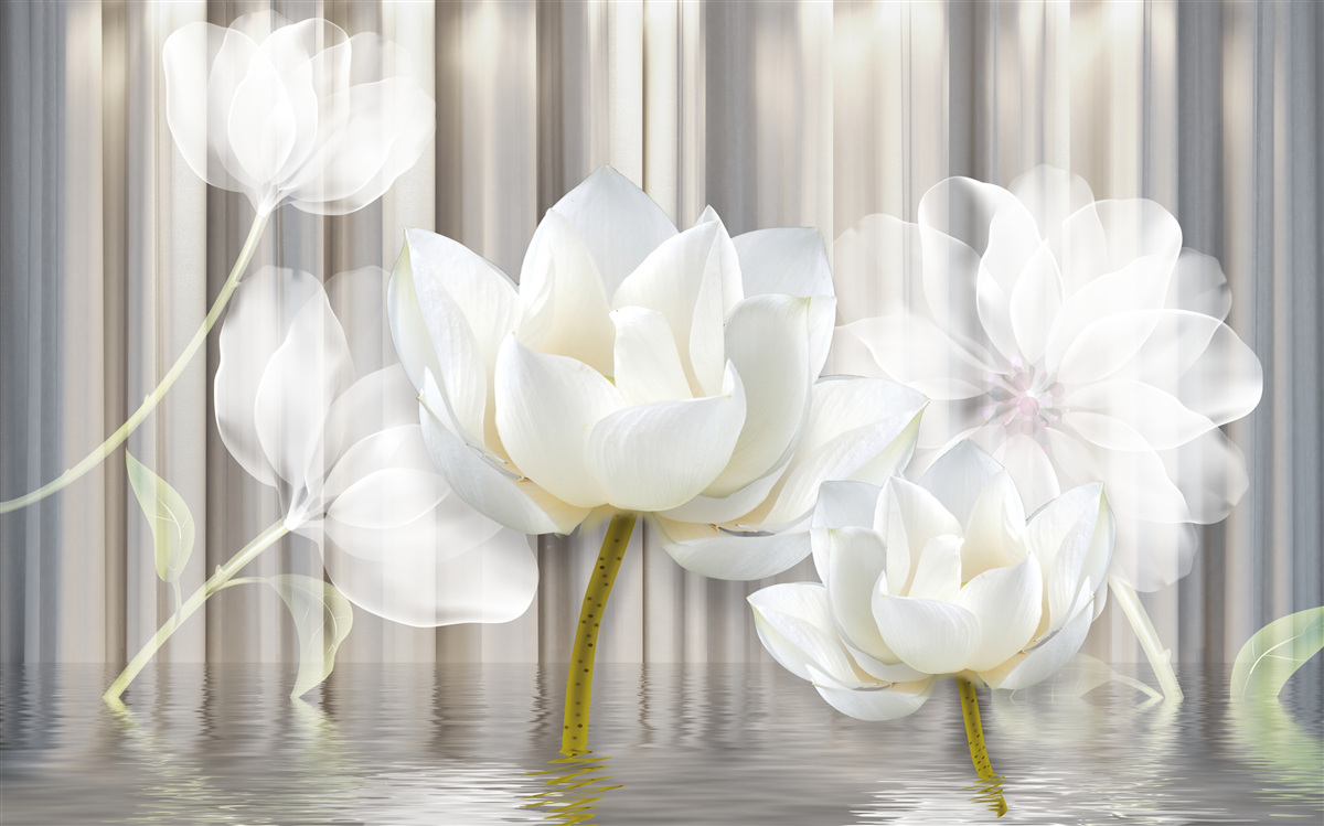 Papier peint tulipes blanches, légères comme l'air