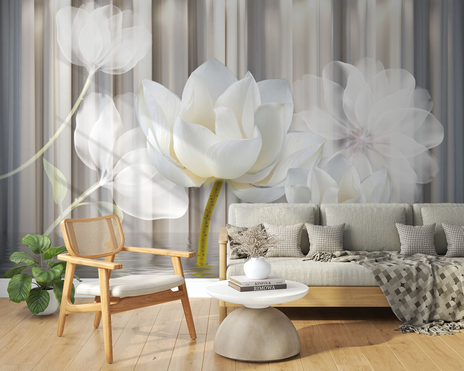 Papier peint tulipes blanches, légères comme l'air