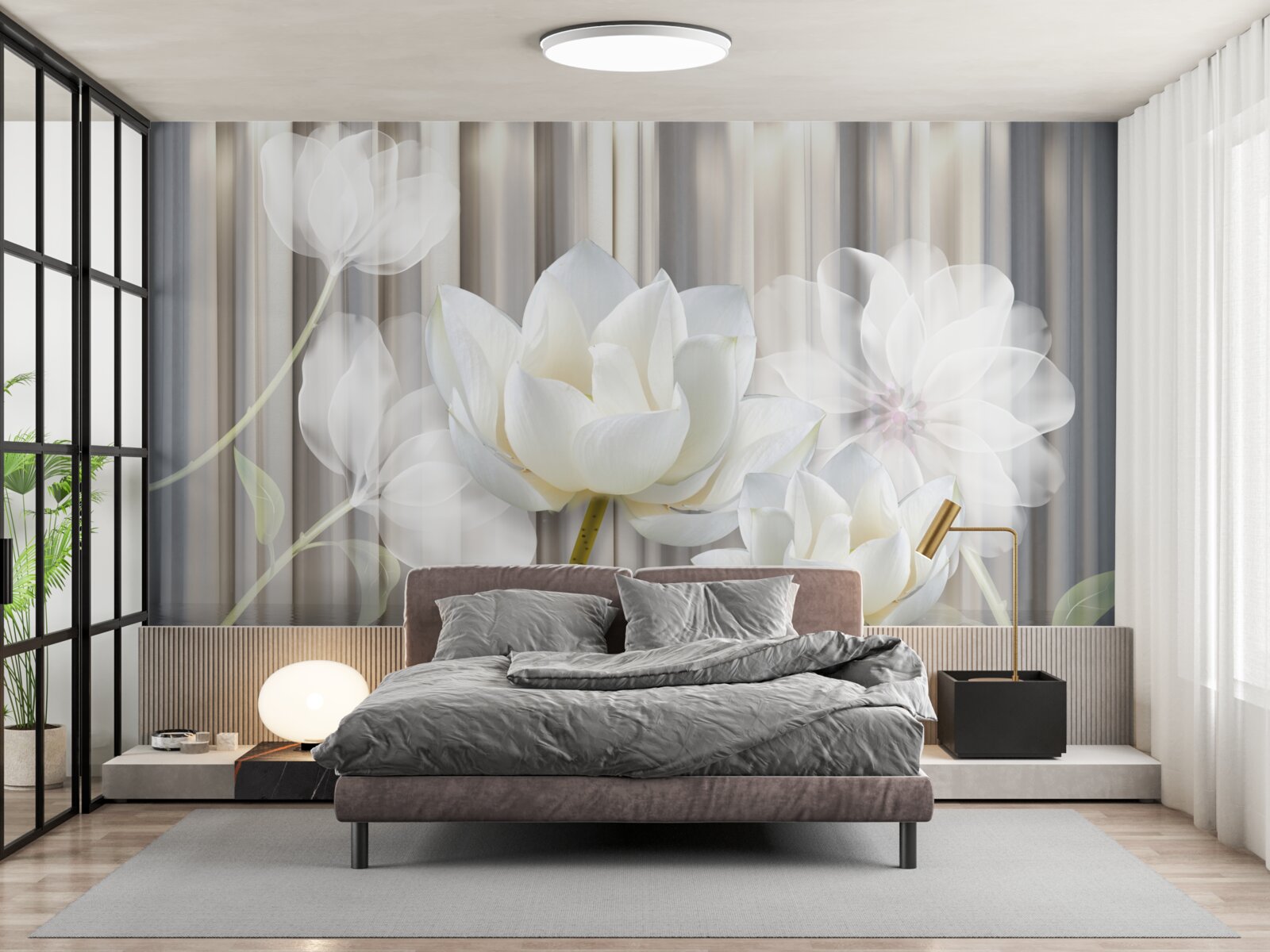 Papier peint tulipes blanches, légères comme l'air