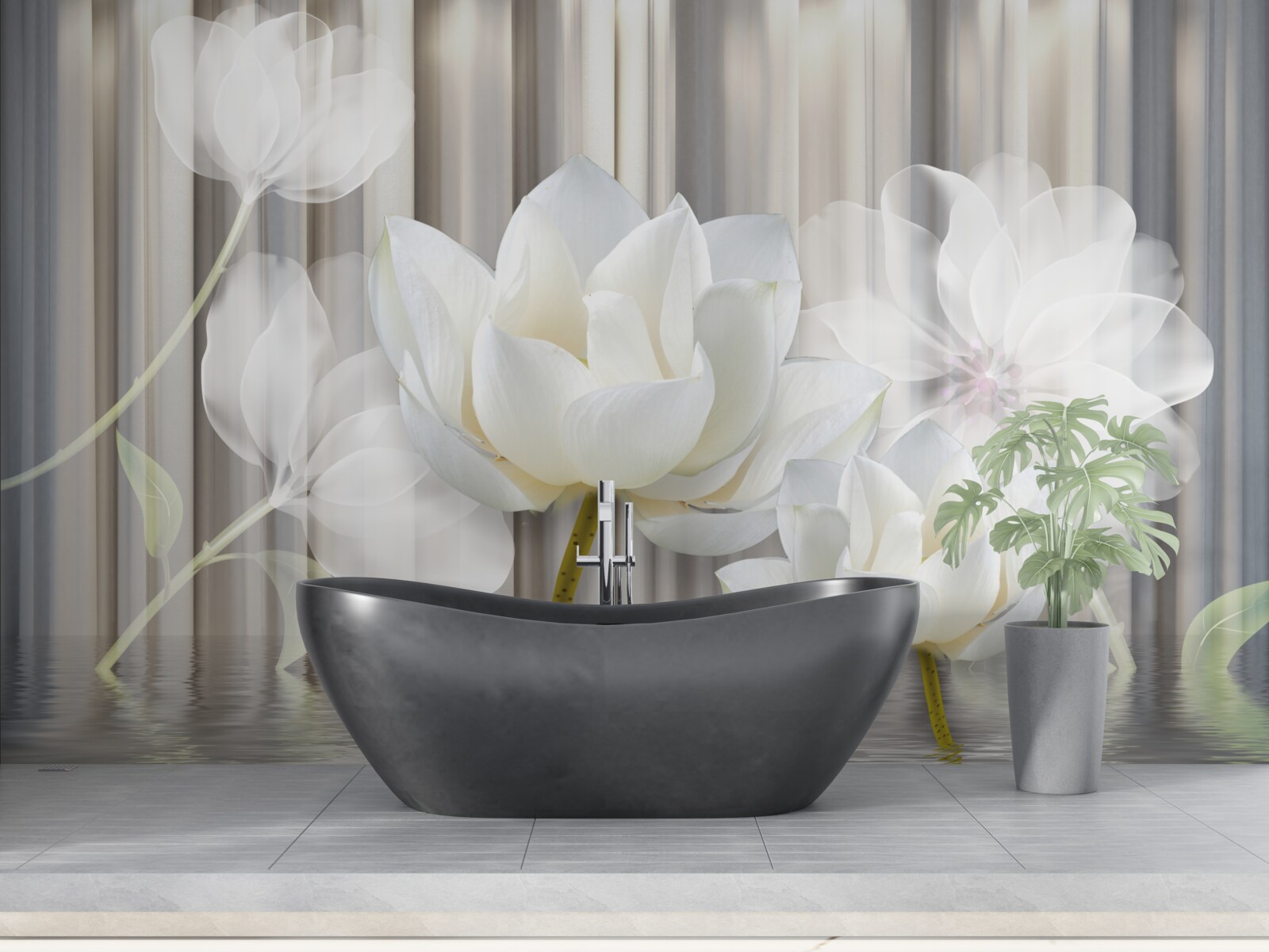 Papier peint tulipes blanches, légères comme l'air