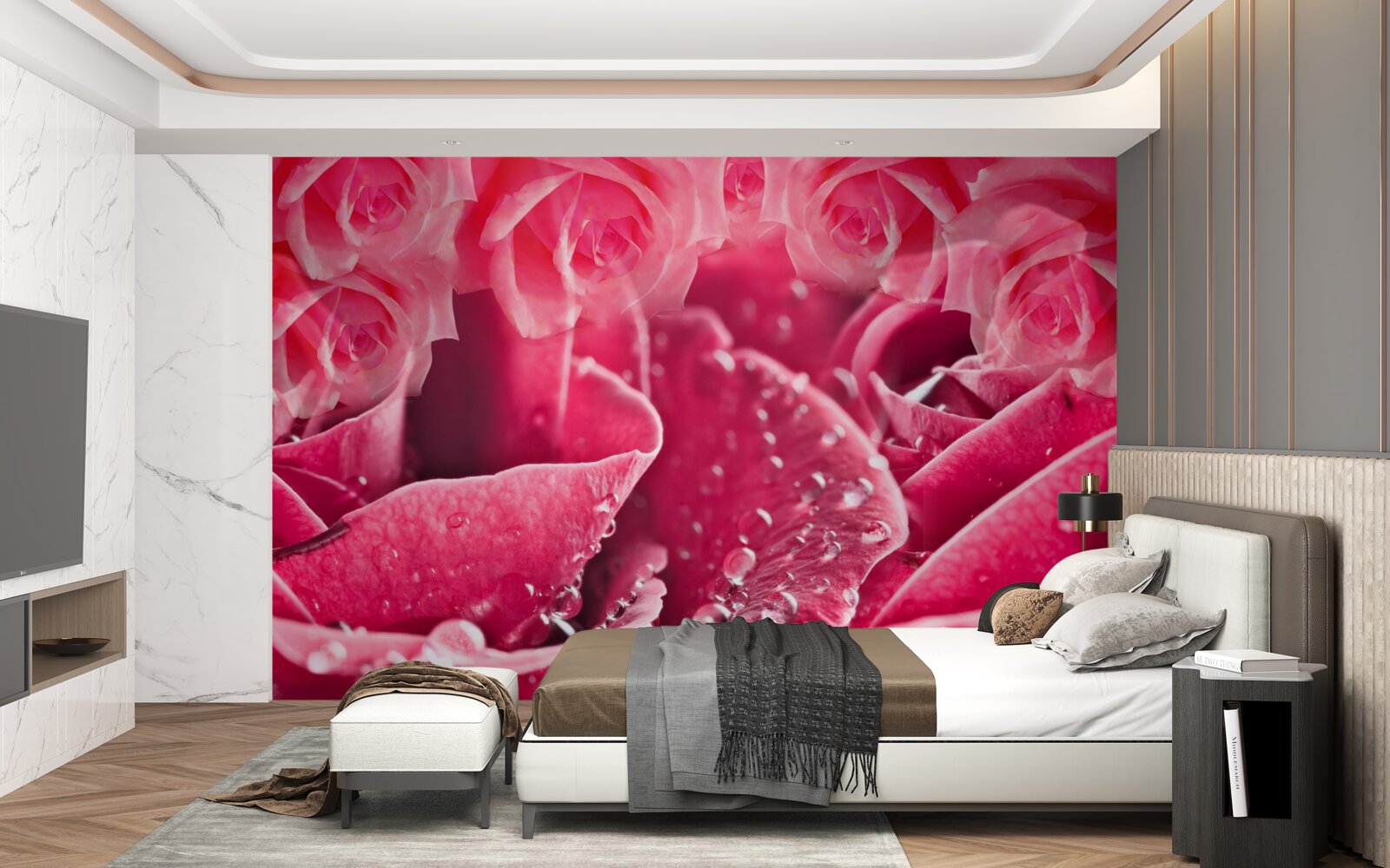 Papier peint gouttes de rosée sur une rose