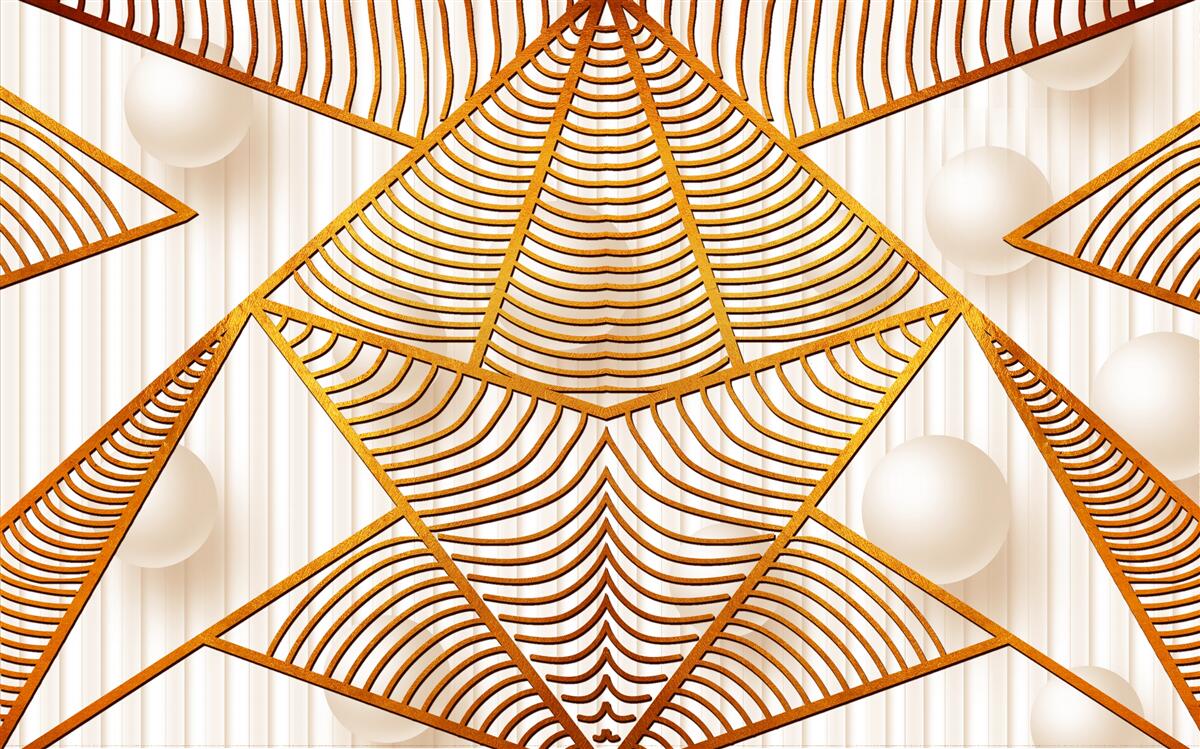 Papier peint motif géométrique doré