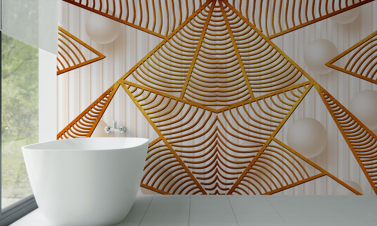 Papier peint motif géométrique doré