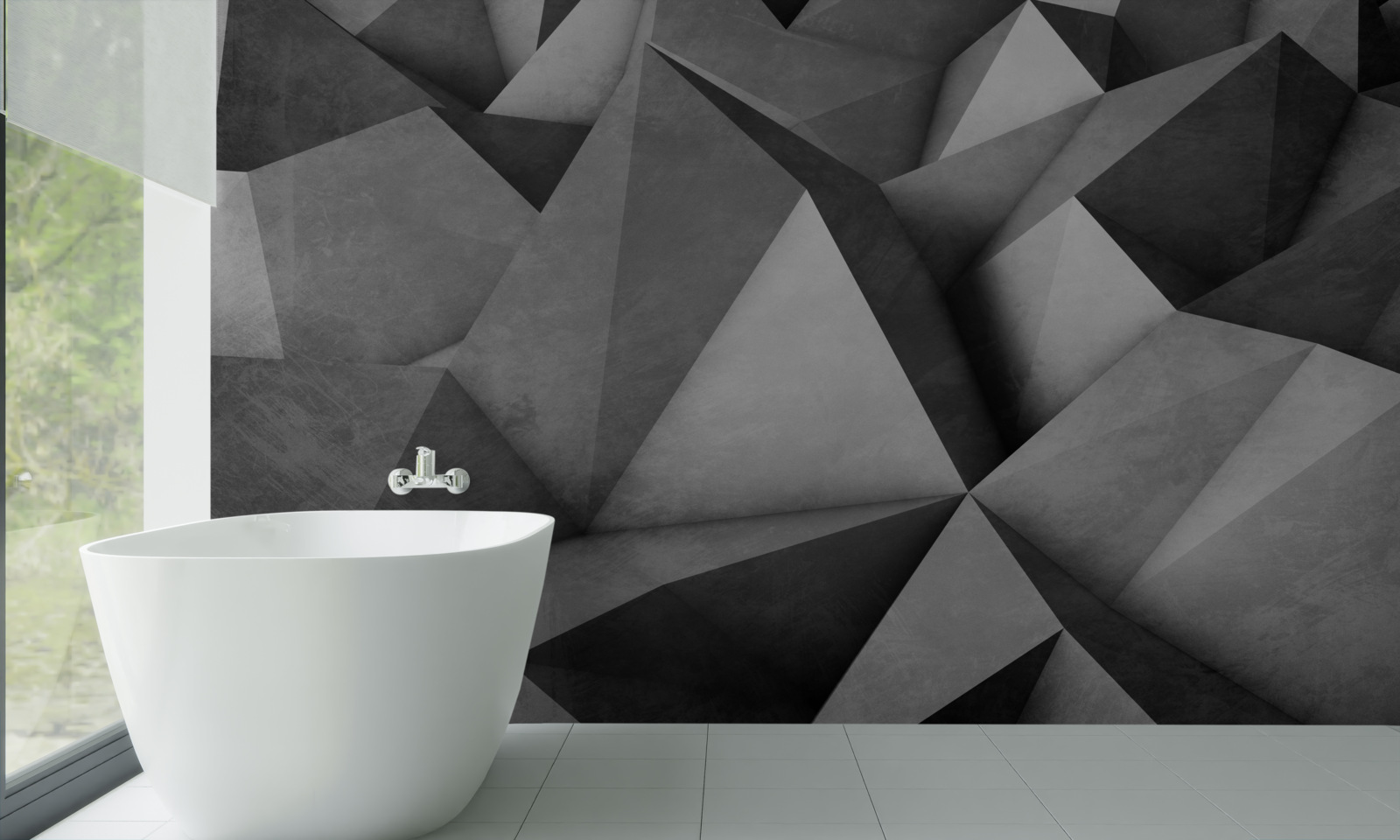 Papier peint grands triangles gris généreux