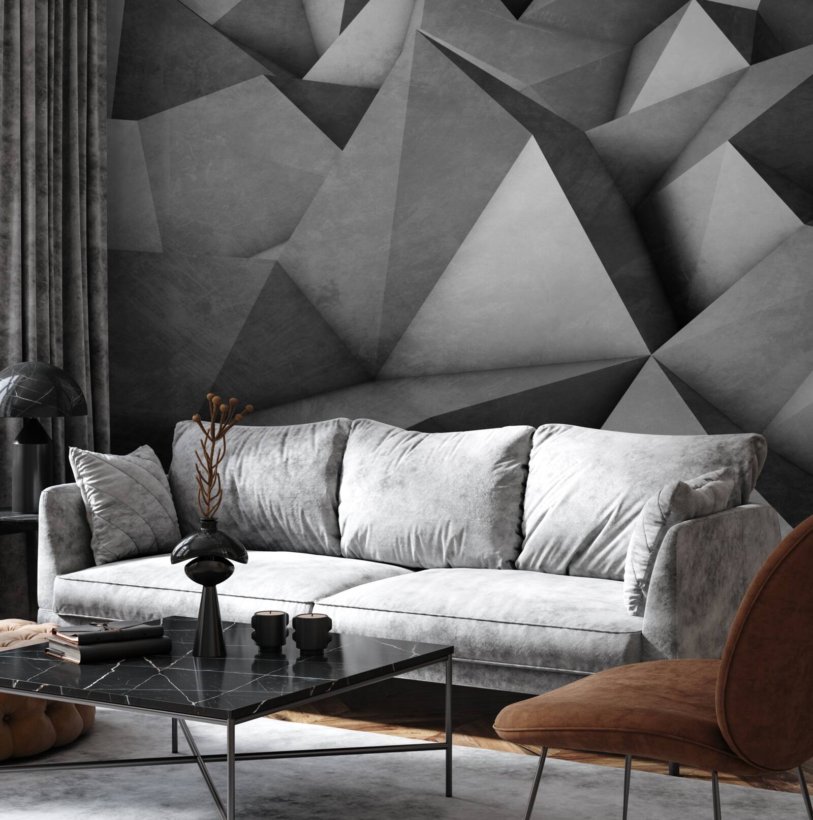 Papier peint grands triangles gris généreux