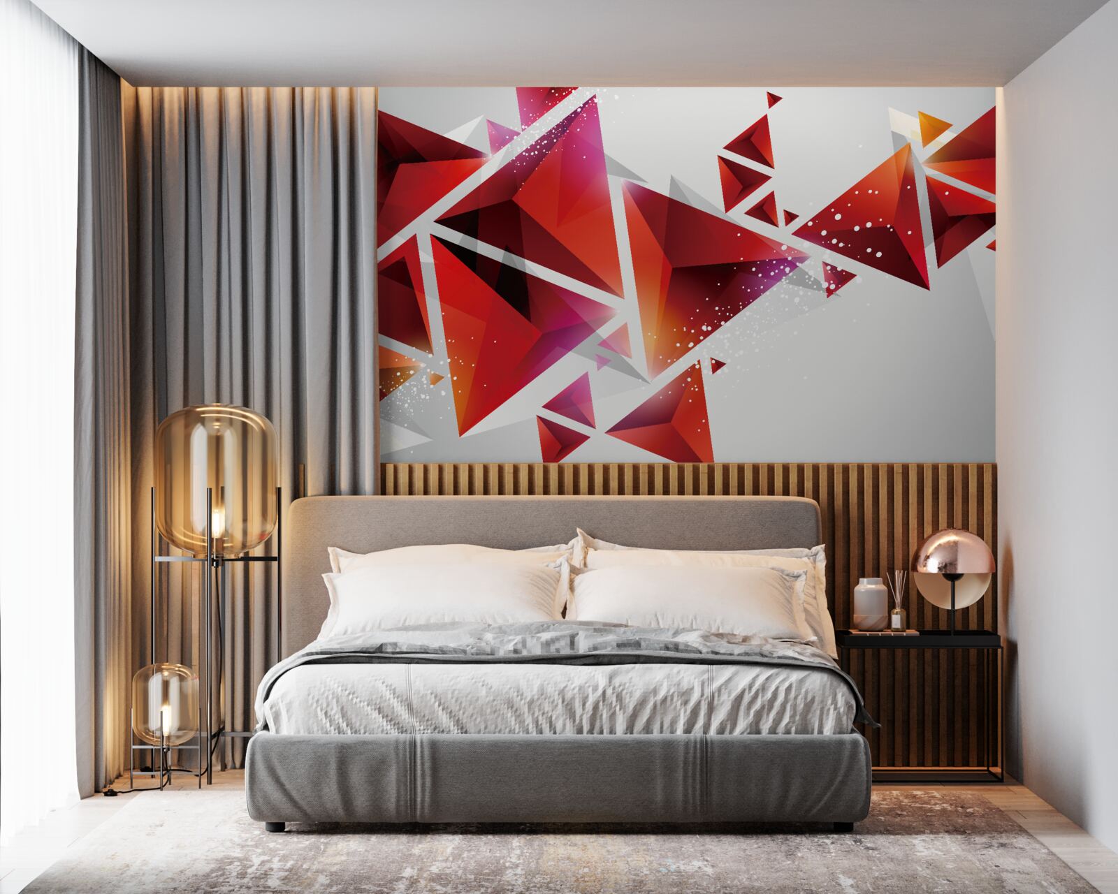 Papier peint triangles avec beaucoup de rouge