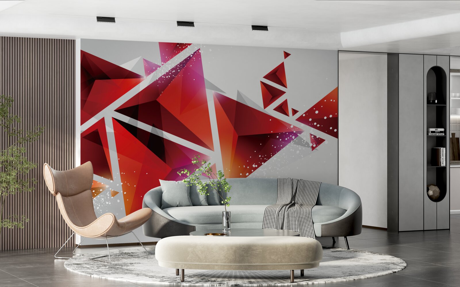 Papier peint triangles avec beaucoup de rouge