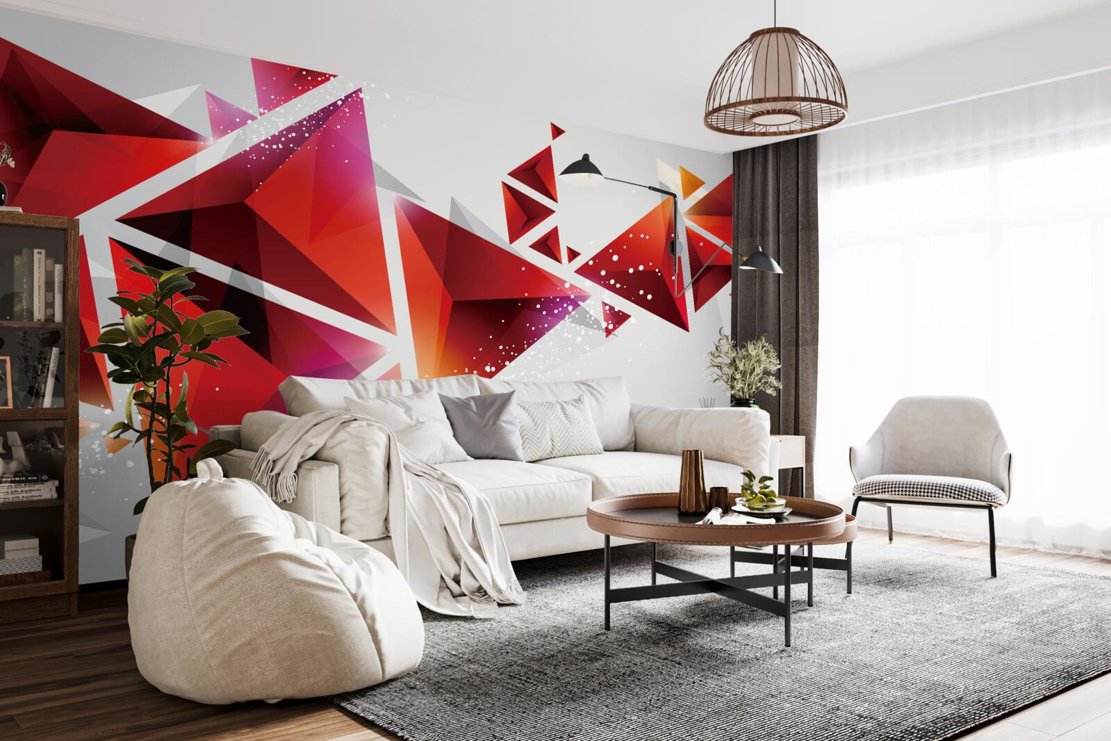 Papier peint triangles avec beaucoup de rouge