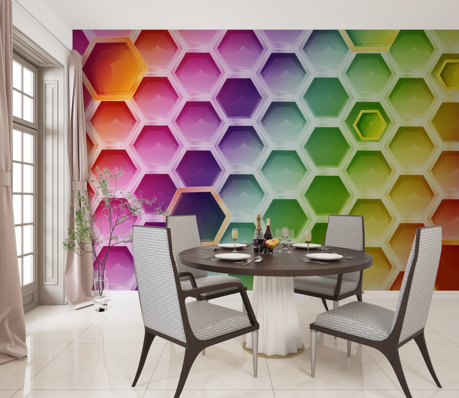 Papier peint ruches multicolores et lumineuses