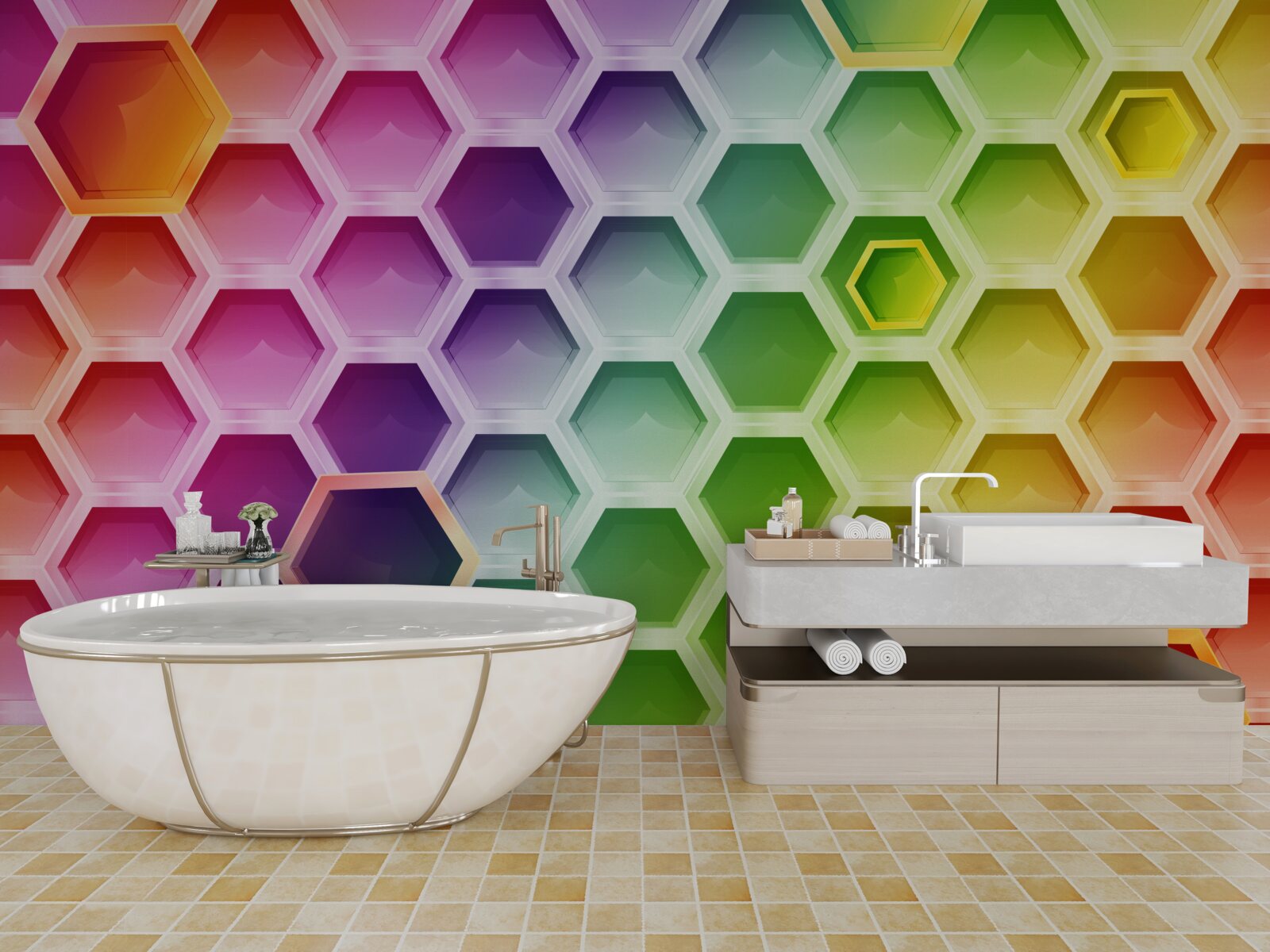 Papier peint ruches multicolores et lumineuses