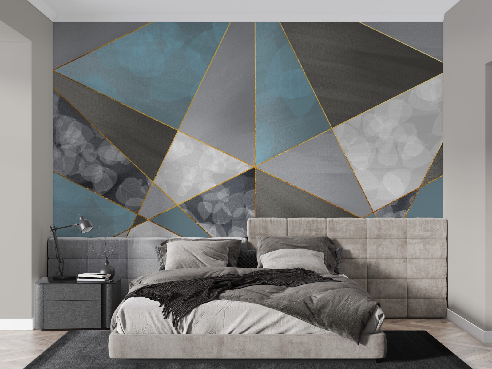 Papier peint fond unique avec motifs géométriques