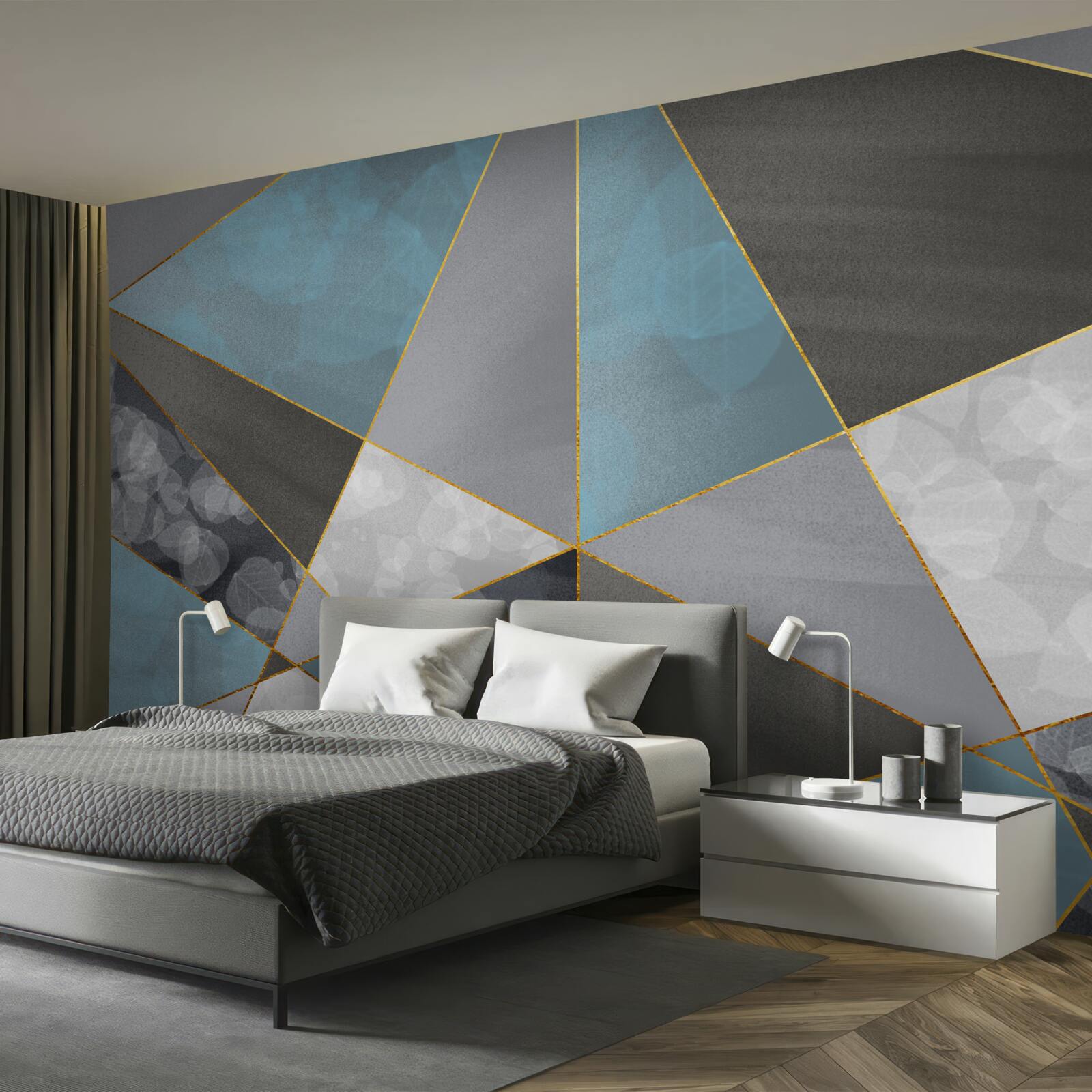 Papier peint fond unique avec motifs géométriques