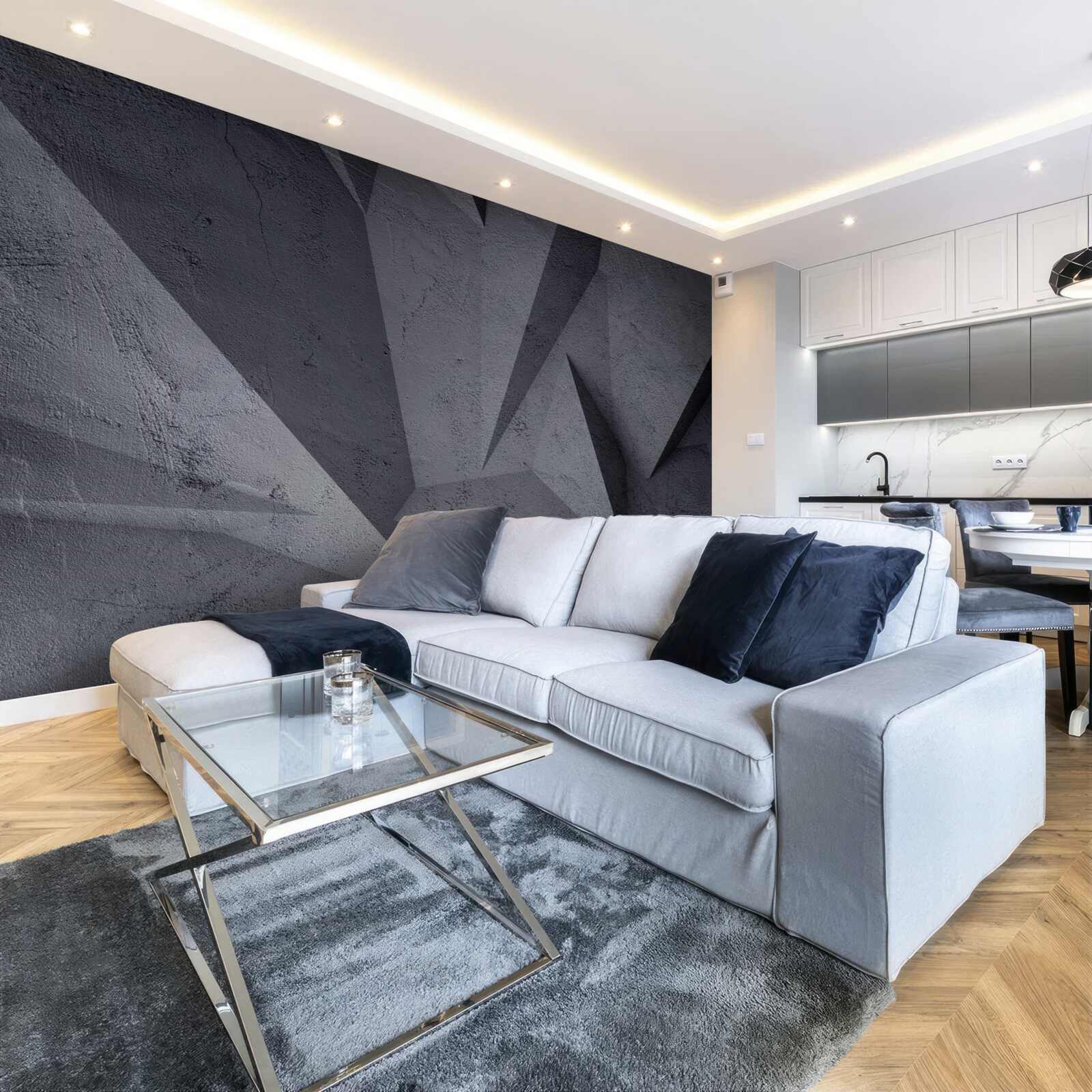 Papier peint géométrie noire dans l'espace 3D