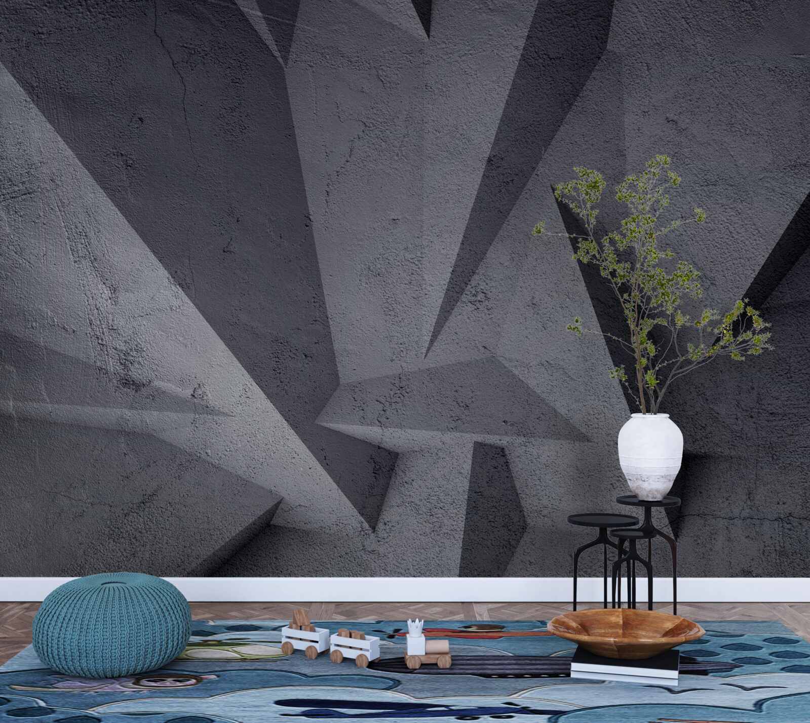 Papier peint géométrie noire dans l'espace 3D