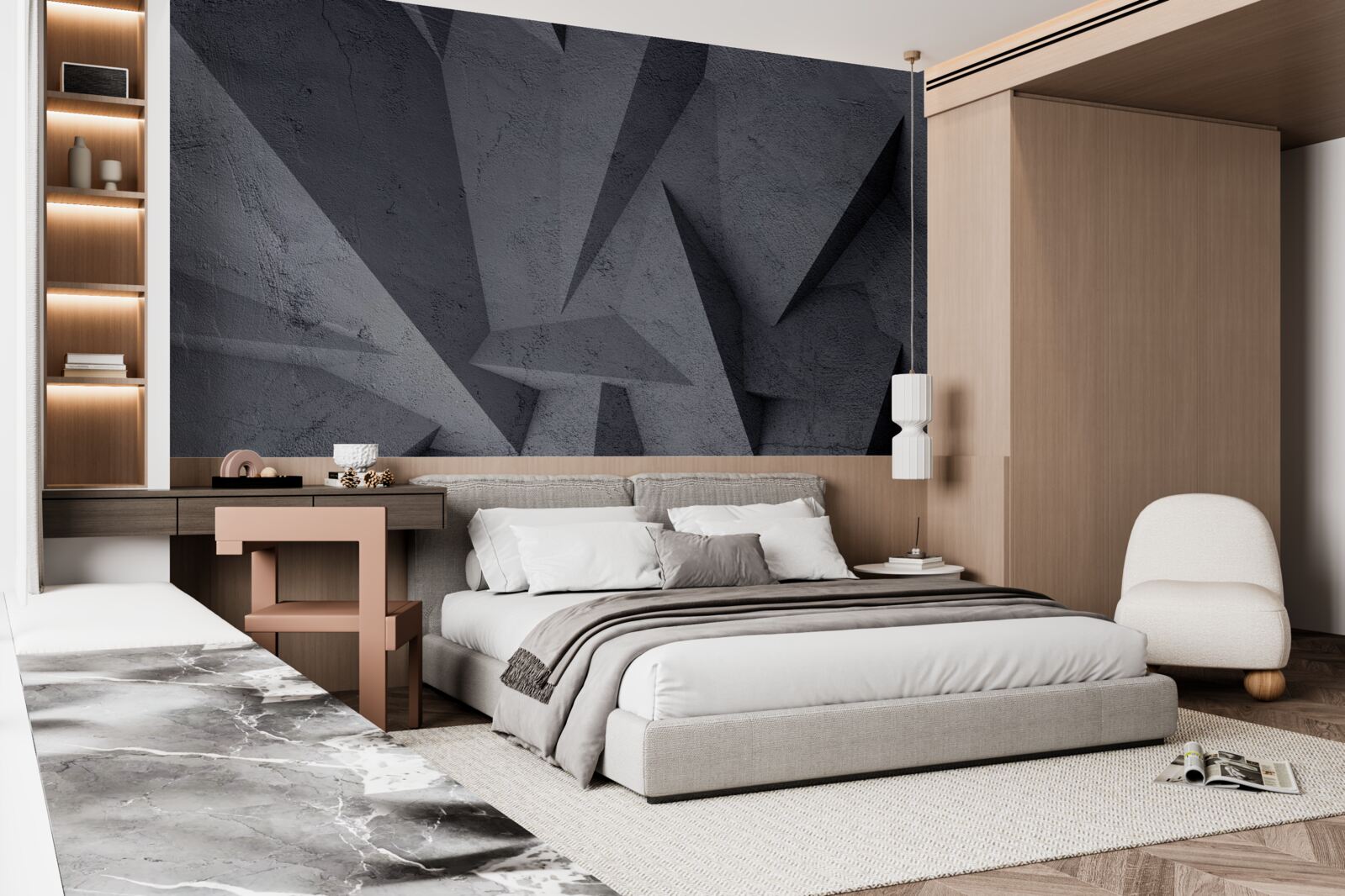 Papier peint géométrie noire dans l'espace 3D