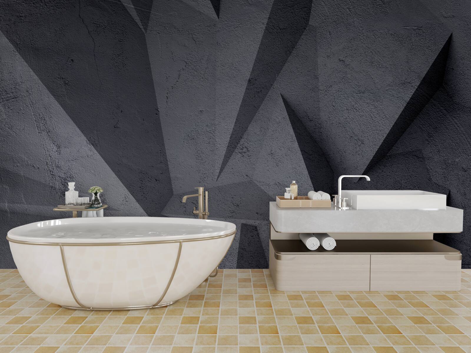 Papier peint géométrie noire dans l'espace 3D