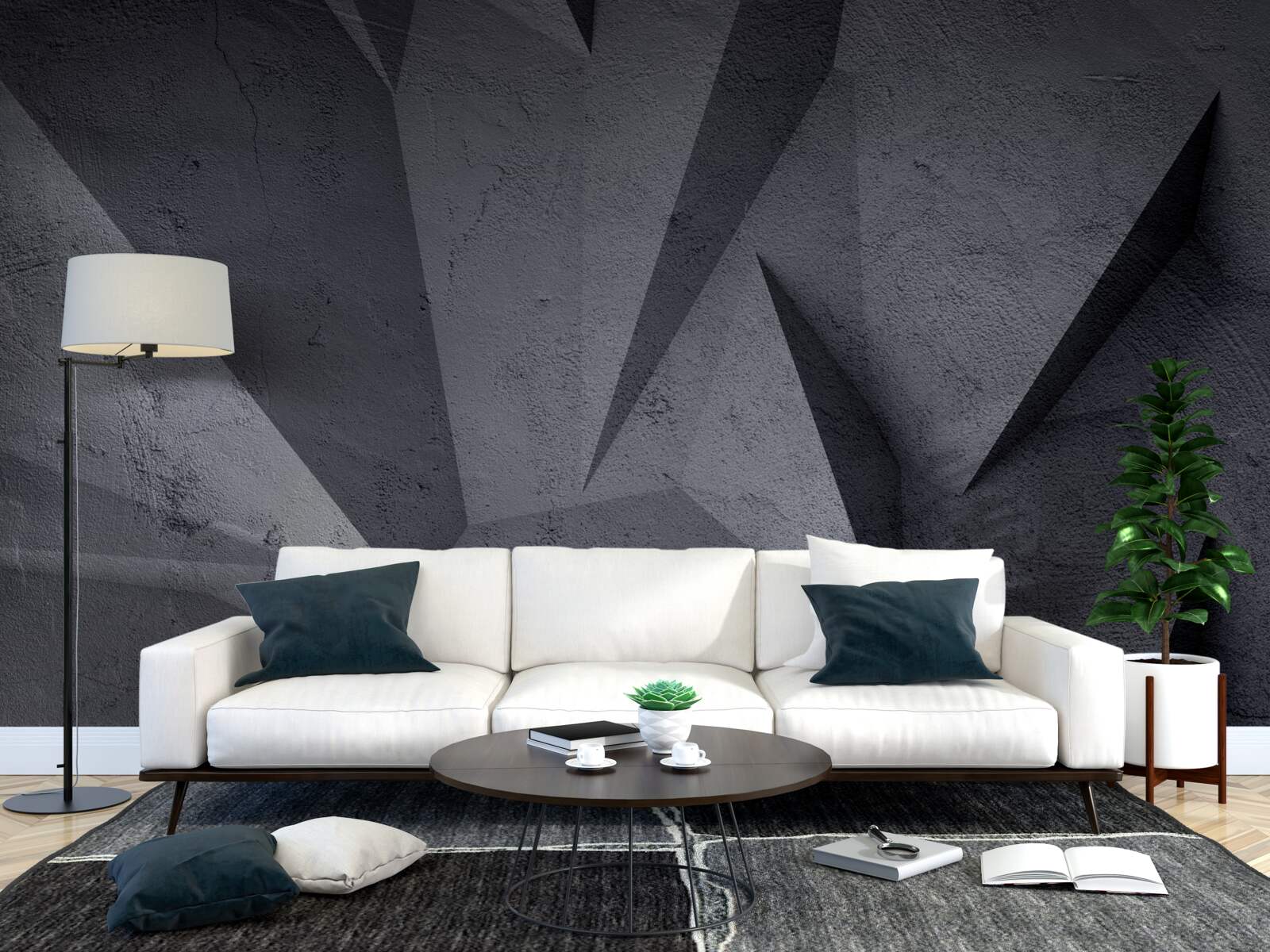 Papier peint géométrie noire dans l'espace 3D