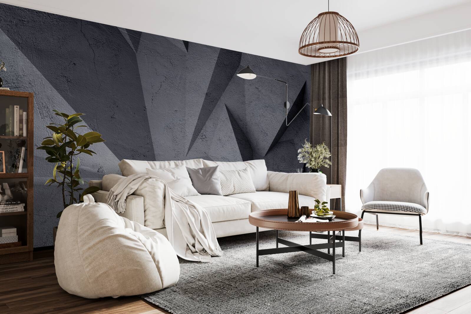 Papier peint géométrie noire dans l'espace 3D