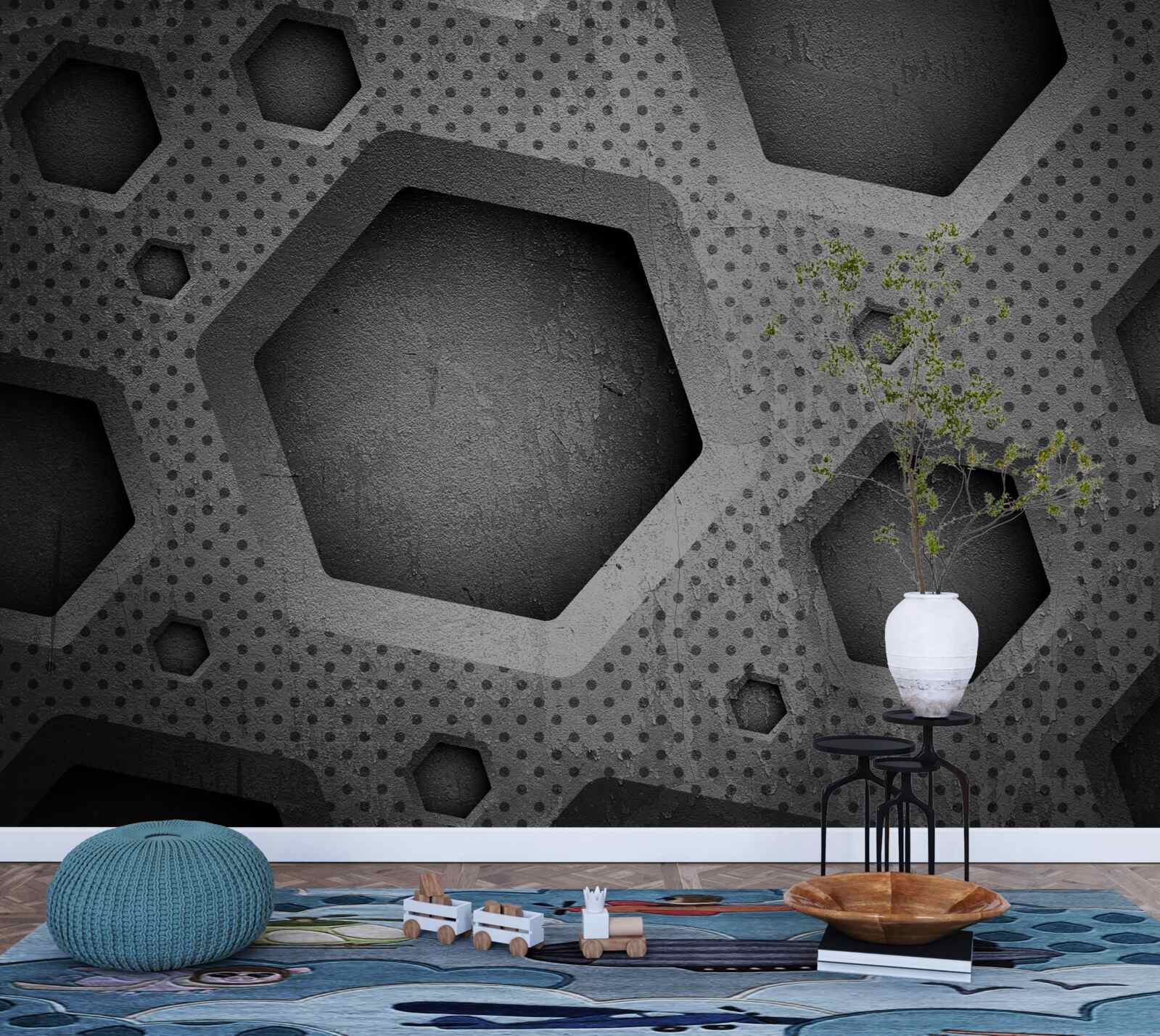 Papier peint barrière hexagonale abstraite