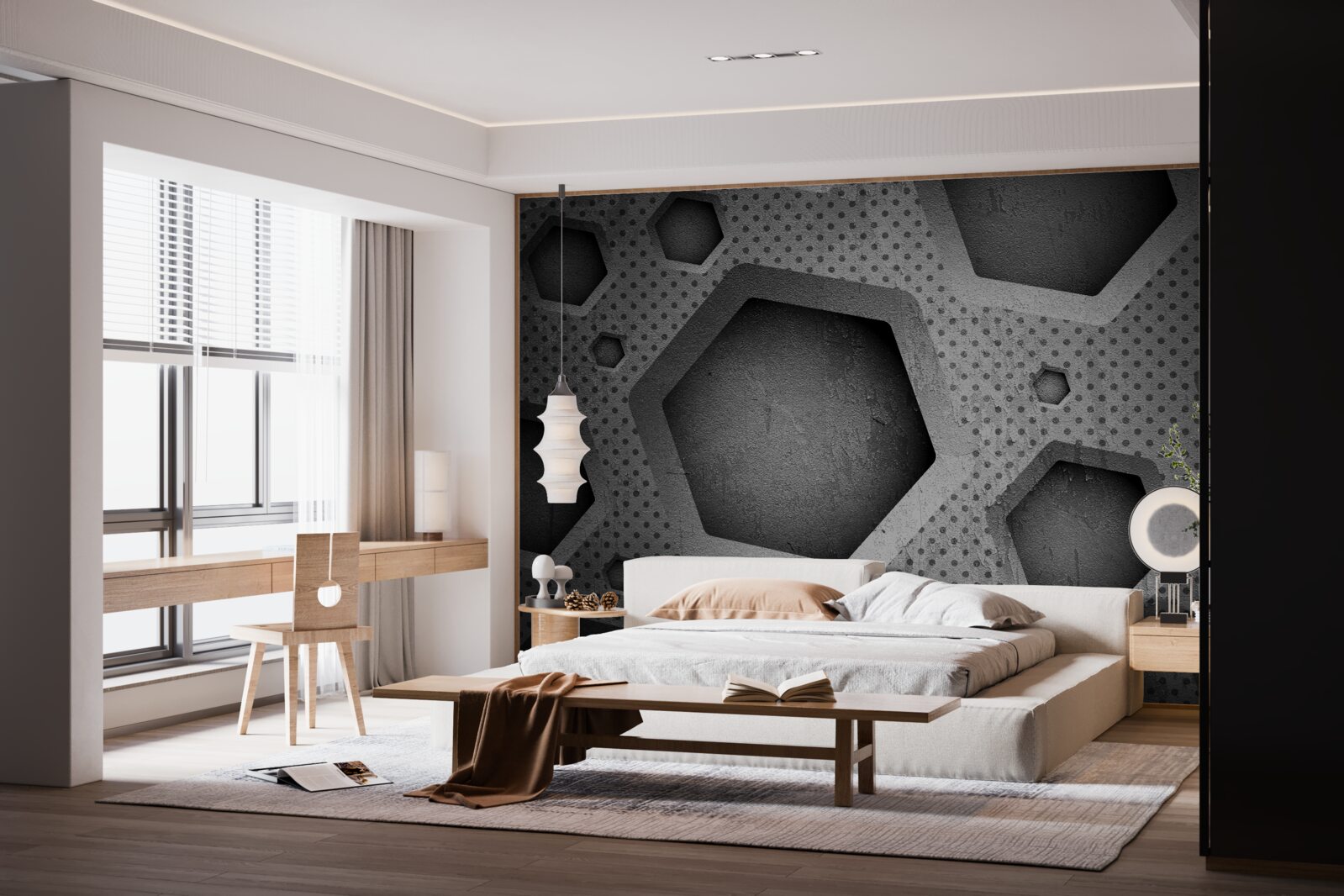 Papier peint barrière hexagonale abstraite