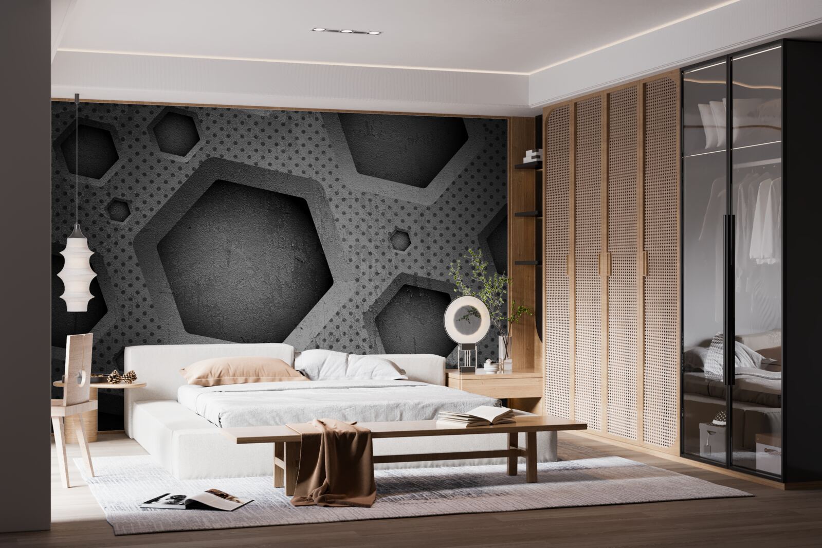 Papier peint barrière hexagonale abstraite