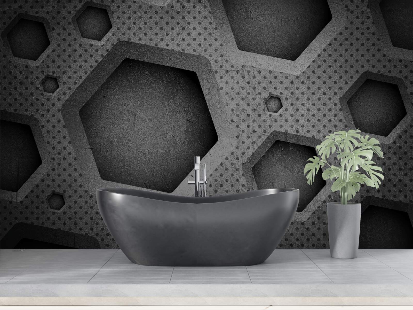 Papier peint barrière hexagonale abstraite