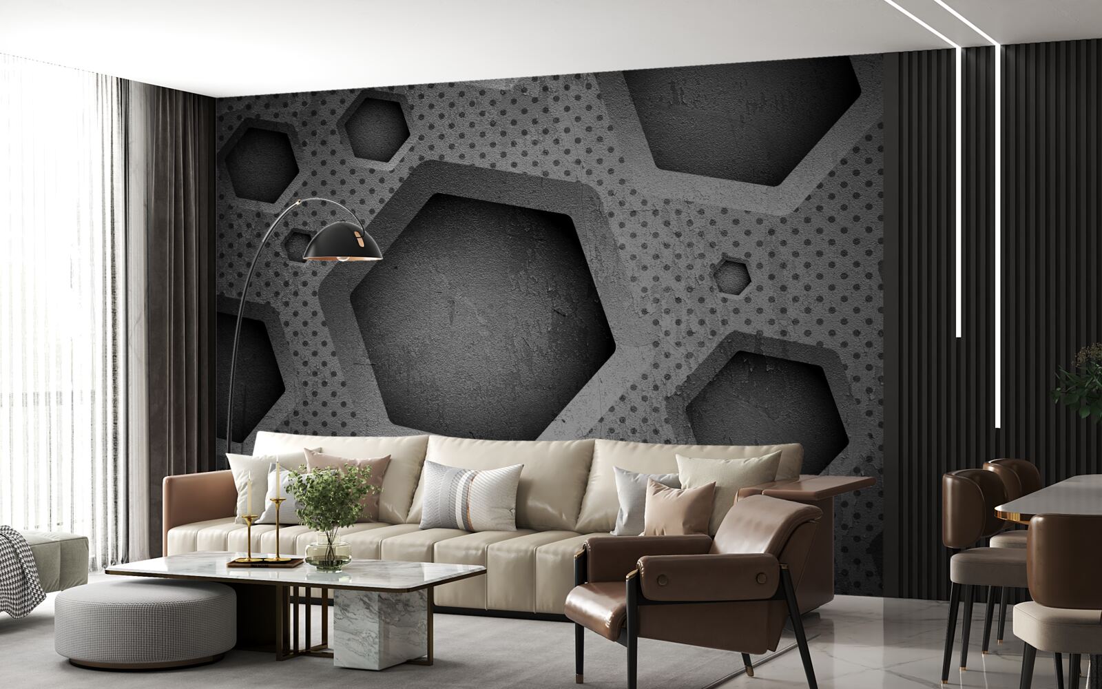 Papier peint barrière hexagonale abstraite