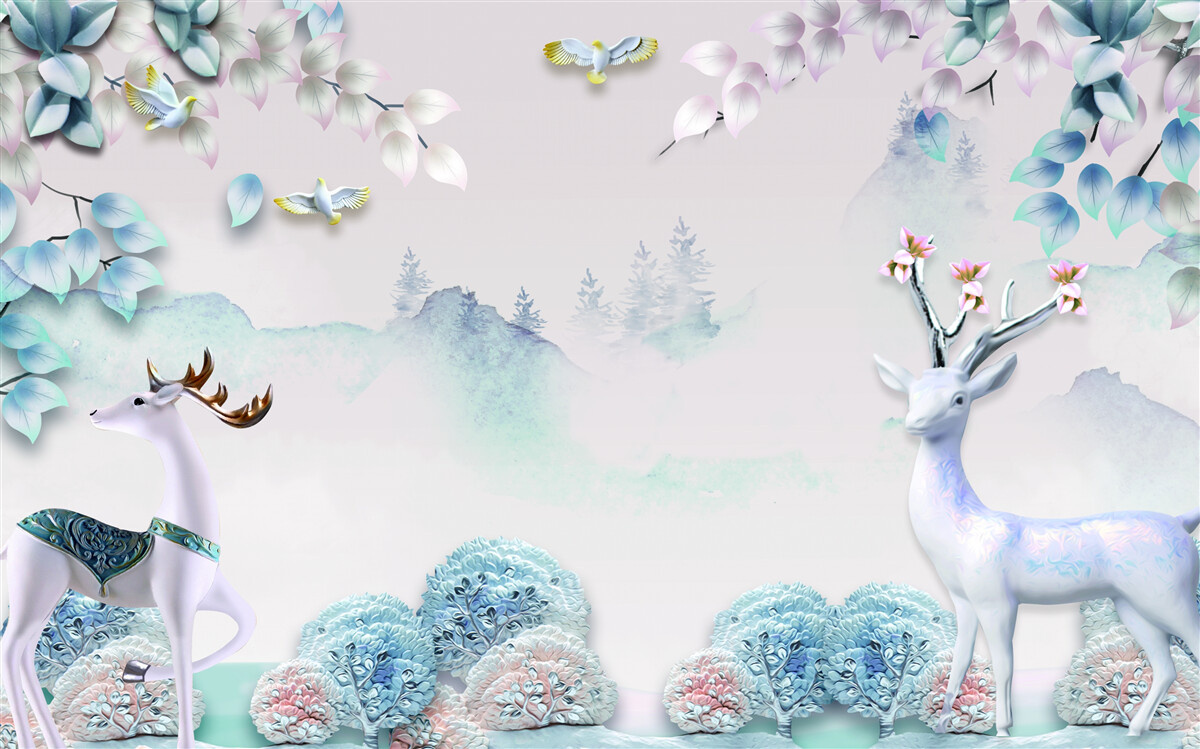 Papier peint cerf errant dans un brouillard épais