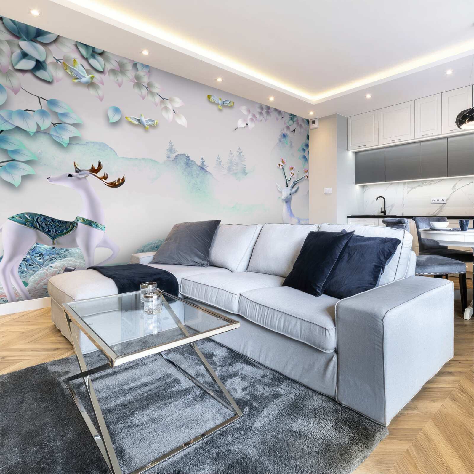 Papier peint cerf errant dans un brouillard épais