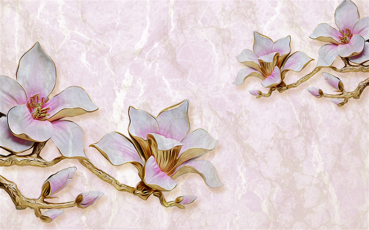 Papier peint Branches de magnolia blanches comme neige sur un fond délicat