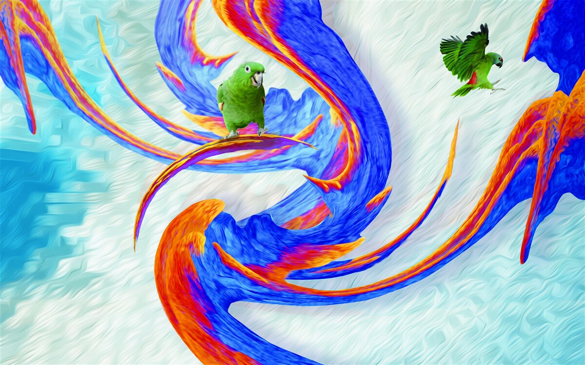Papier peint abstraction d'un perroquet dans un arbre